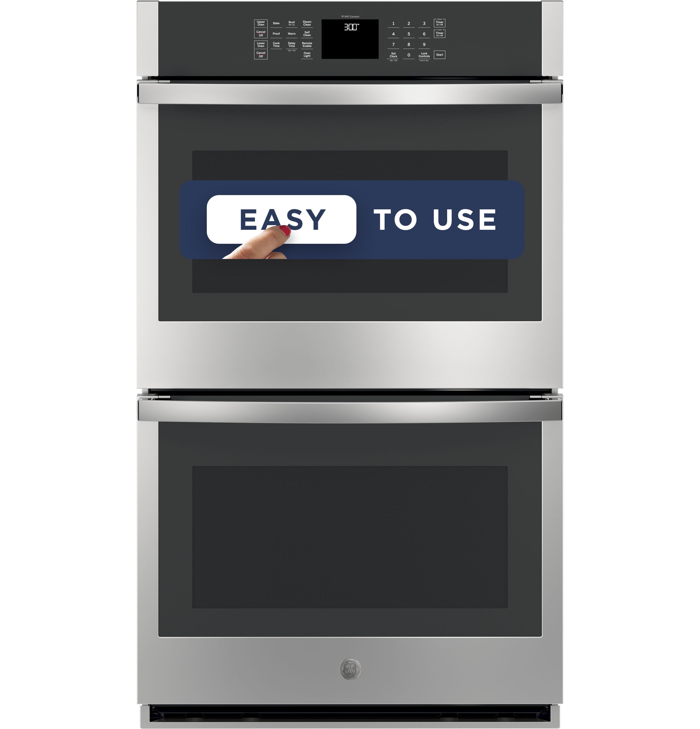 Horno eléctrico doble de 30 pulgadas compatible con Smart y con limpieza automática + a vapor (acero inoxidable)