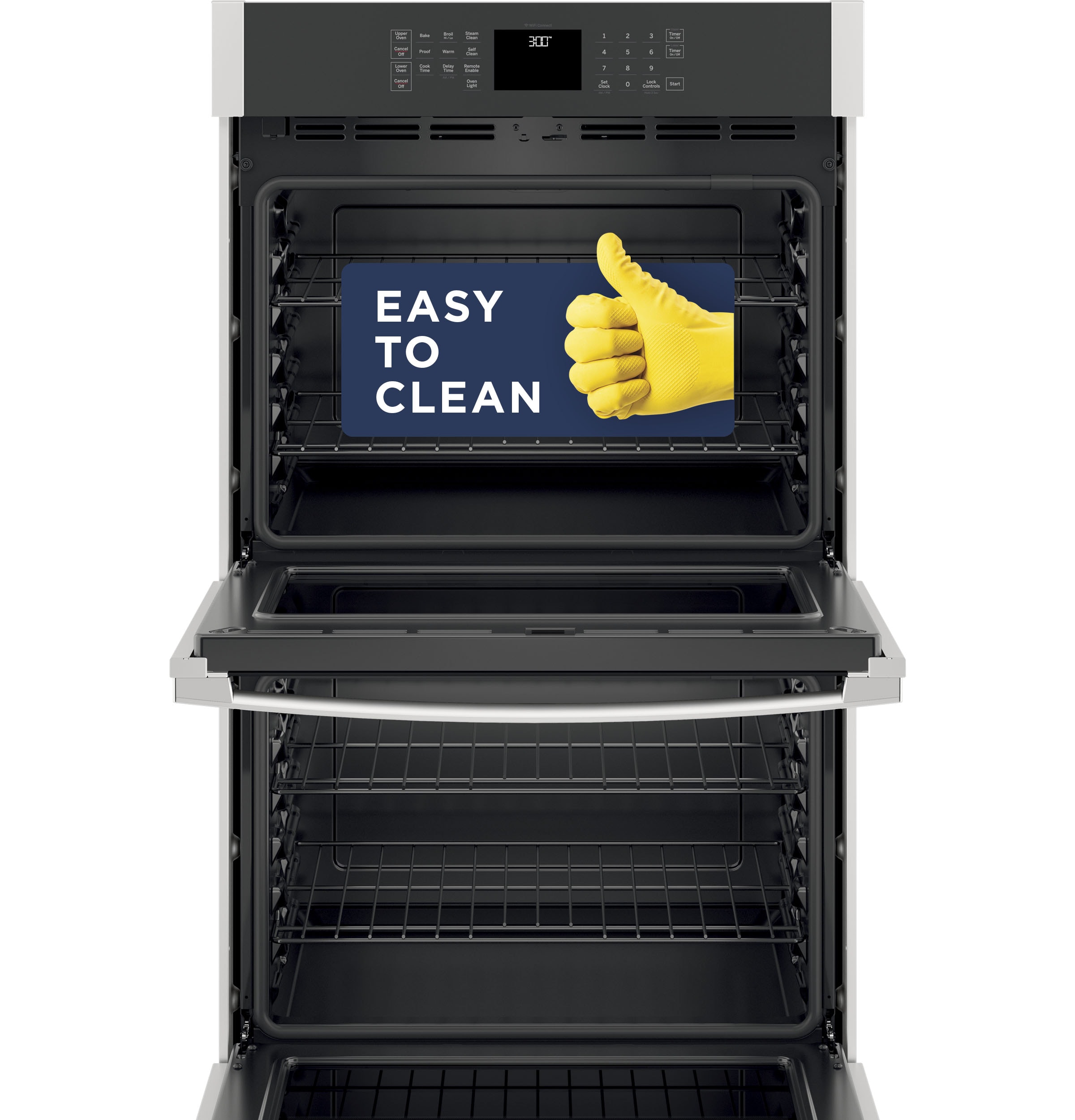 Horno eléctrico doble de 30 pulgadas compatible con Smart y con limpieza automática + a vapor (acero inoxidable)