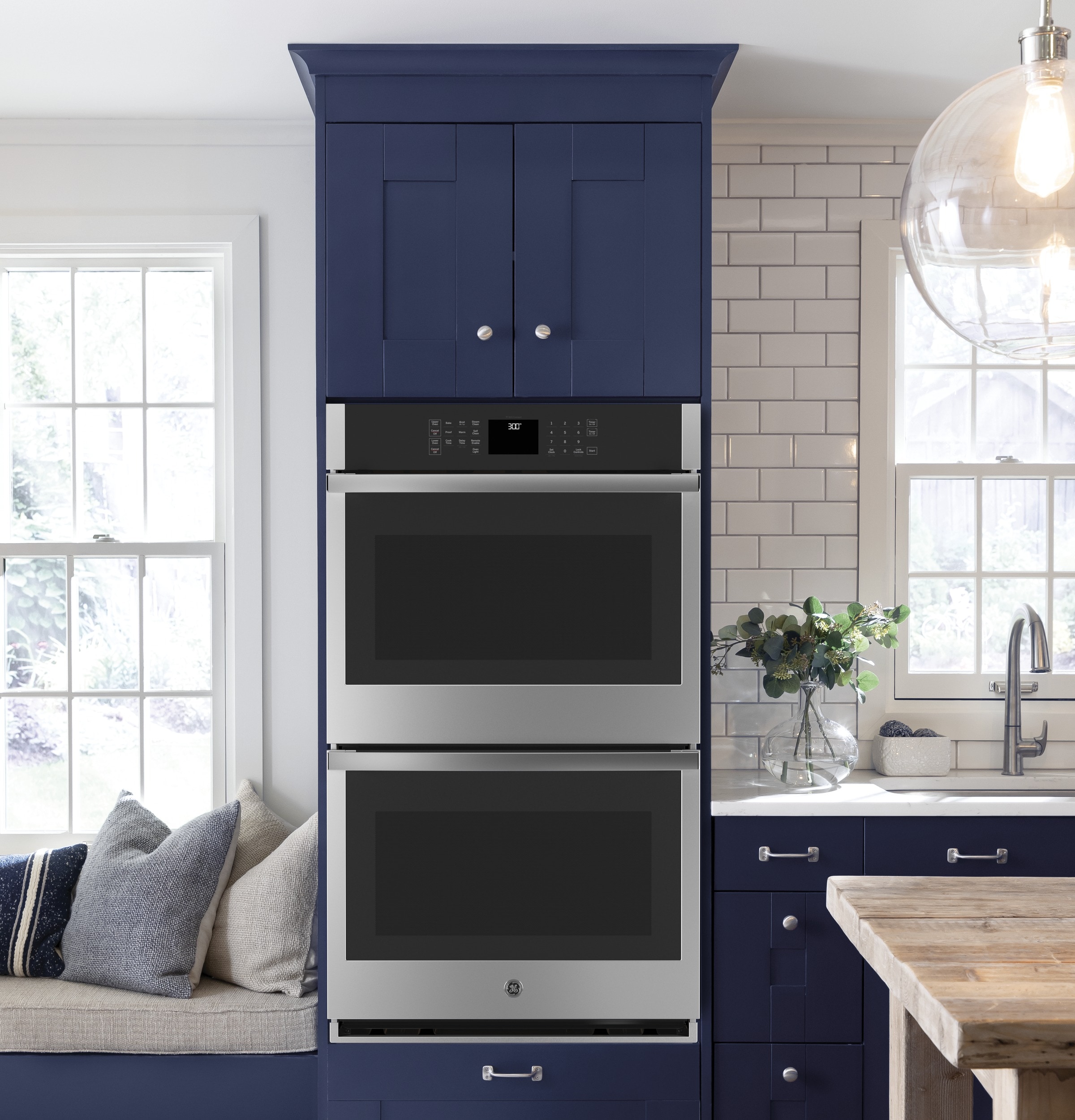 Horno eléctrico doble de 30 pulgadas compatible con Smart y con limpieza automática + a vapor (acero inoxidable)