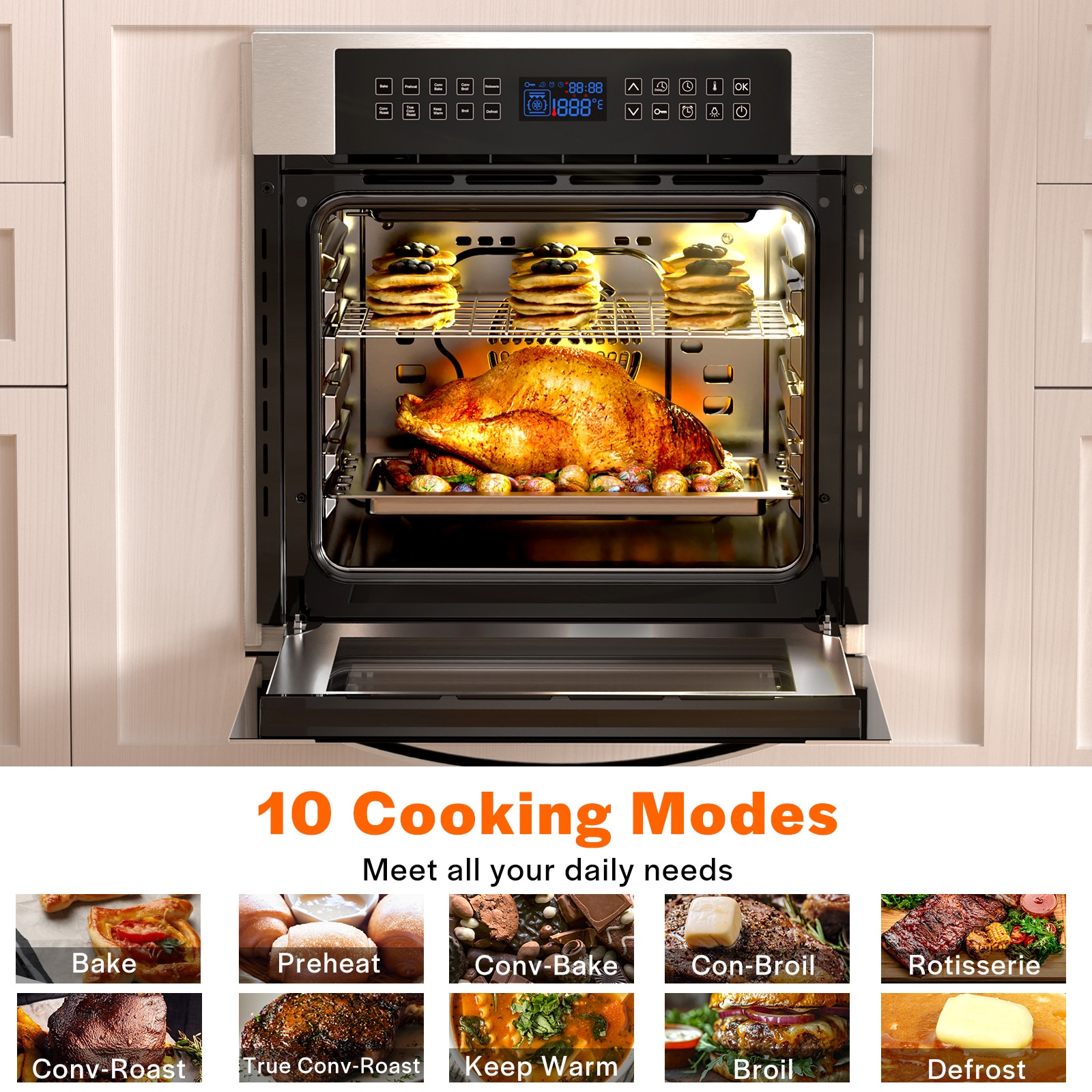 Horno de Pared Eléctrico de 24 pulgadas con Ventilador Individual (Acero Inoxidable) EPV-24WOC02