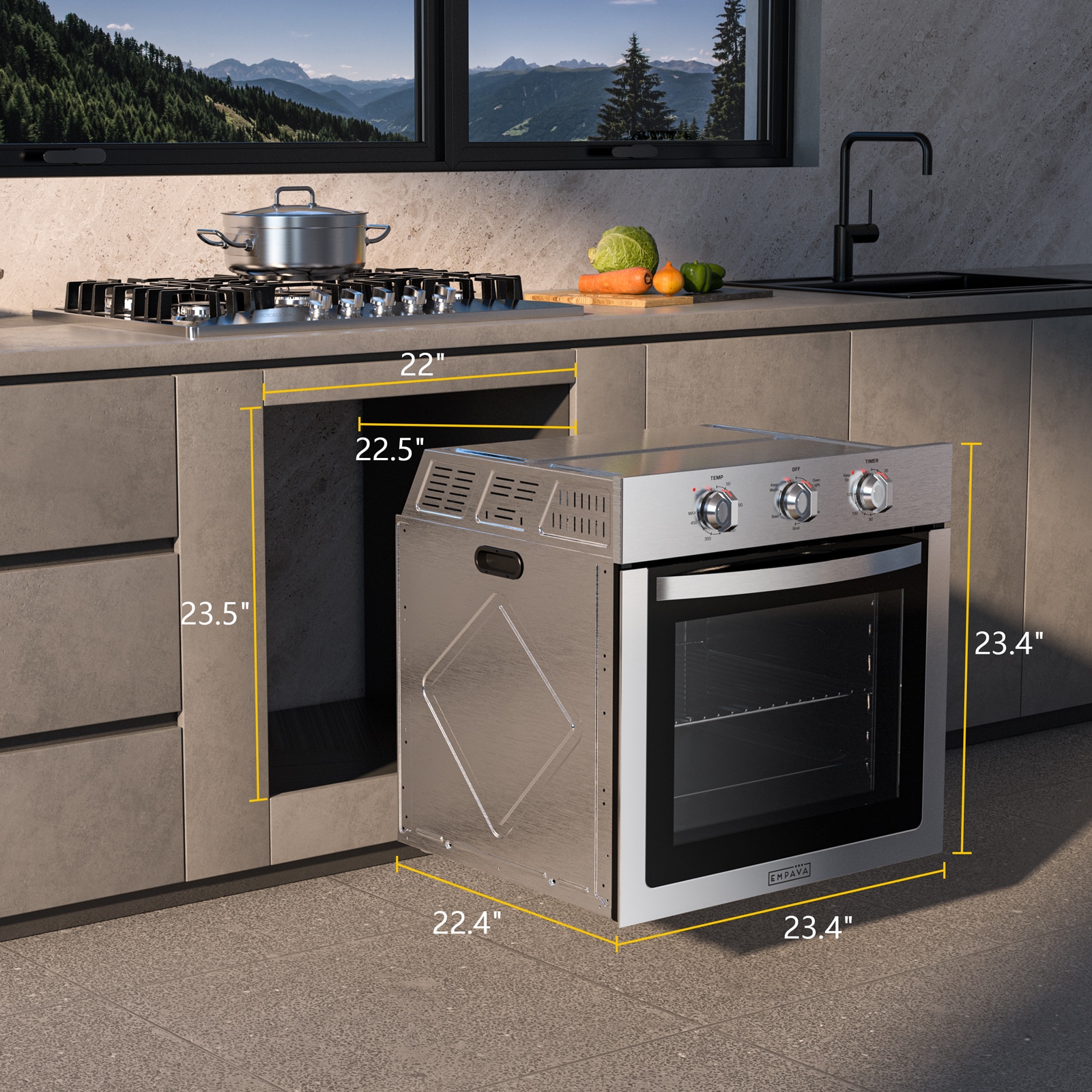 Horno de Pared Eléctrico de 24 Pulgadas, Modelo Nuevo 2024 (Acero Inoxidable)