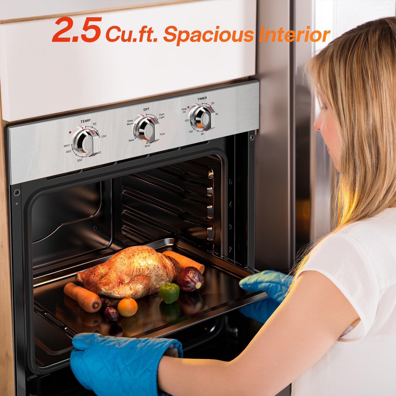 Horno de Pared Eléctrico de 24 Pulgadas, Modelo Nuevo 2024 (Acero Inoxidable)