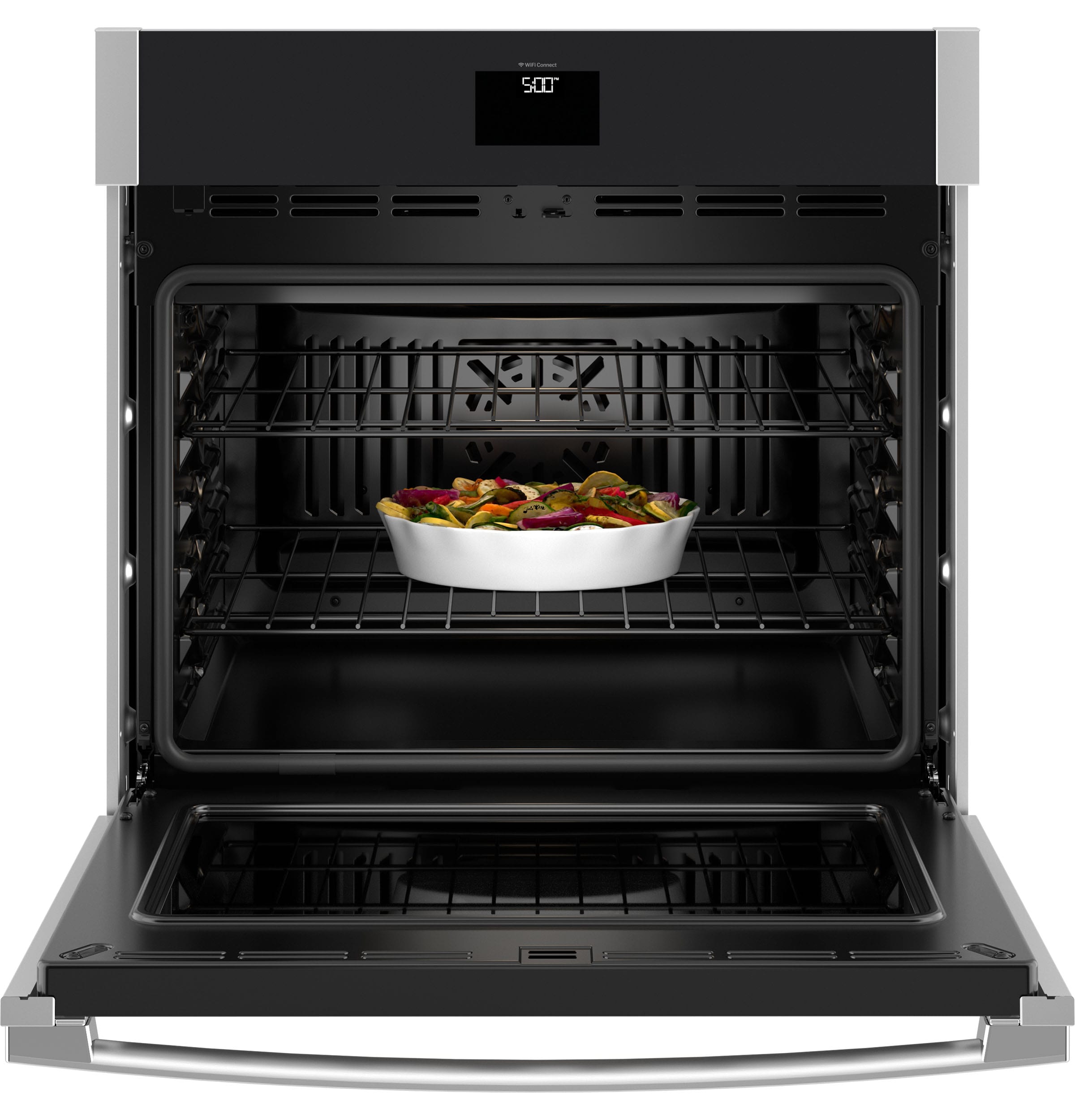 Horno de Pared Eléctrico Individual Inteligente de 30 pulgadas con Freidora de Aire, Convección Verdadera y Autolimpieza a Vapor (Acero Inoxidable)