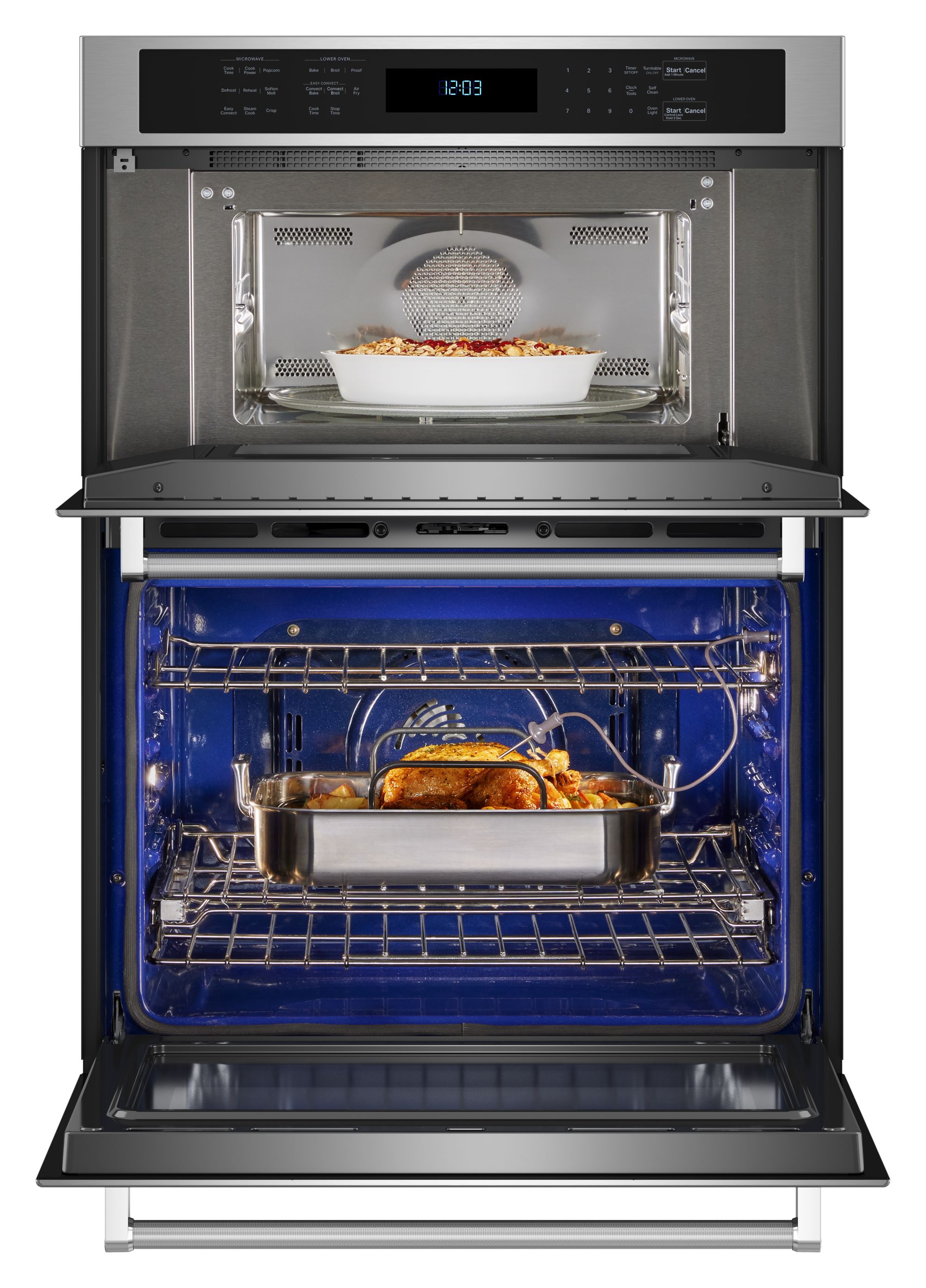Combo de horno de microondas con aire a 30 pulgadas de autolimpieza de KitchenAid (Acero inoxidable con acabado PrintShield) KOEC530PPS