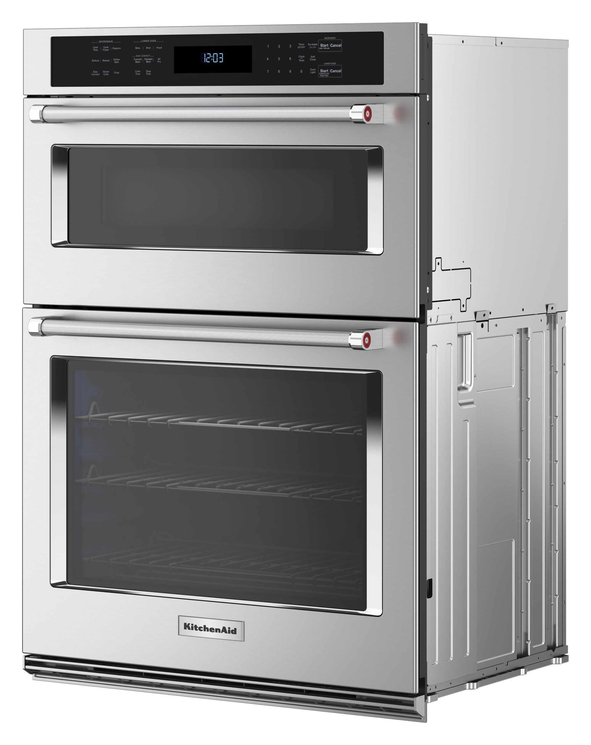 Combo de horno de microondas con aire a 30 pulgadas de autolimpieza de KitchenAid (Acero inoxidable con acabado PrintShield) KOEC530PPS
