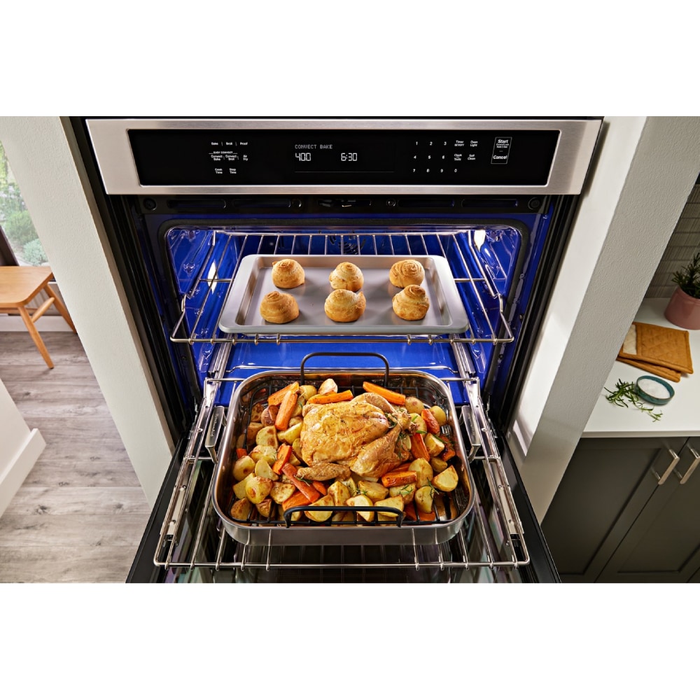 Combo de horno de microondas con aire a 30 pulgadas de autolimpieza de KitchenAid (Acero inoxidable con acabado PrintShield) KOEC530PPS