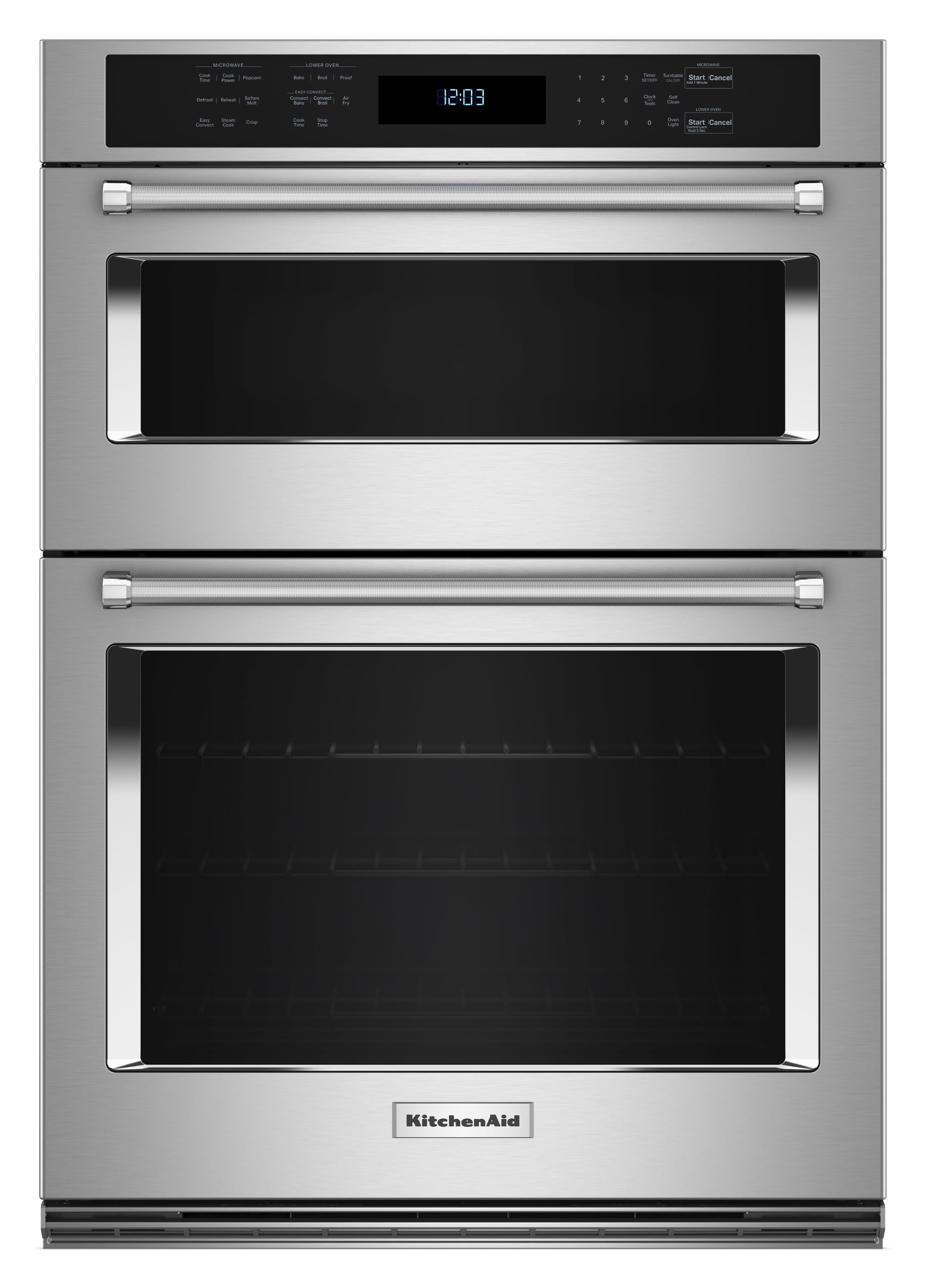 Combo de horno de microondas con aire a 30 pulgadas de autolimpieza de KitchenAid (Acero inoxidable con acabado PrintShield) KOEC530PPS