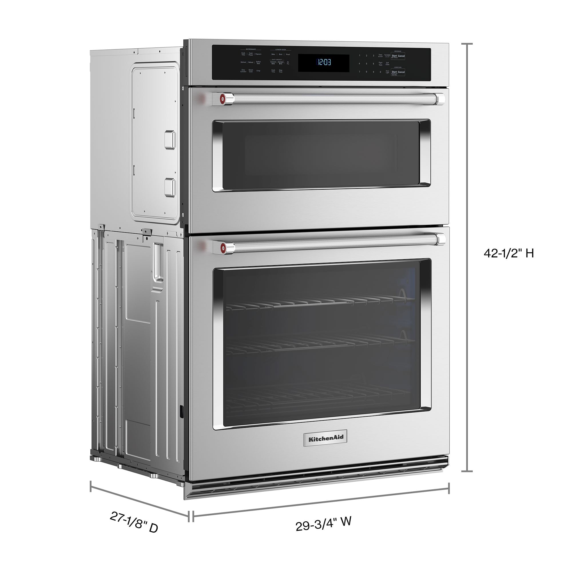 Combo de horno de microondas con aire a 30 pulgadas de autolimpieza de KitchenAid (Acero inoxidable con acabado PrintShield) KOEC530PPS