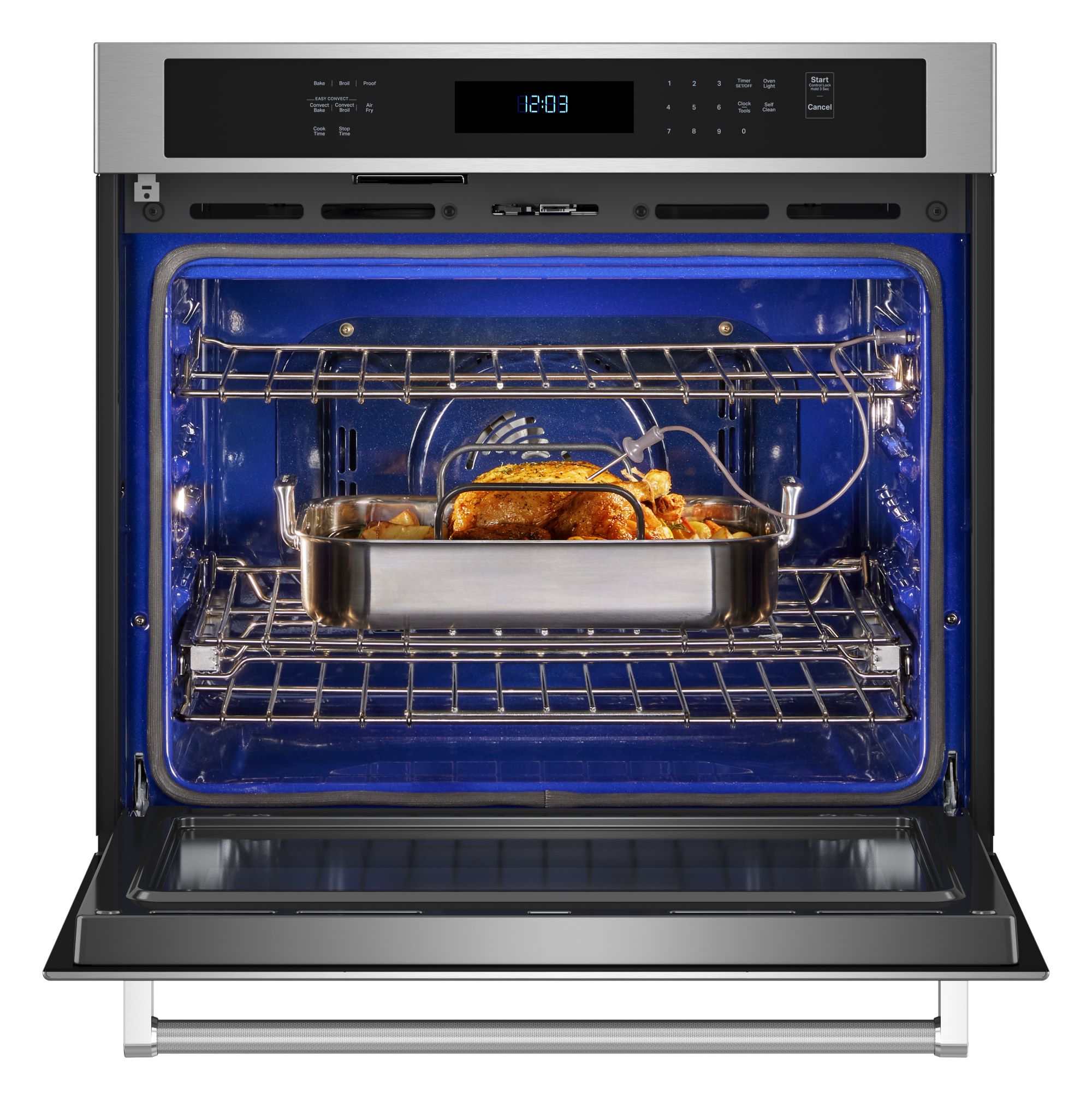 Horno de Pared Eléctrico de 30 pulgadas KitchenAid con Freidora de Aire de Ventilador Único y Autolimpieza (Acero Inoxidable con Acabado PrintShield) KOES530PPS