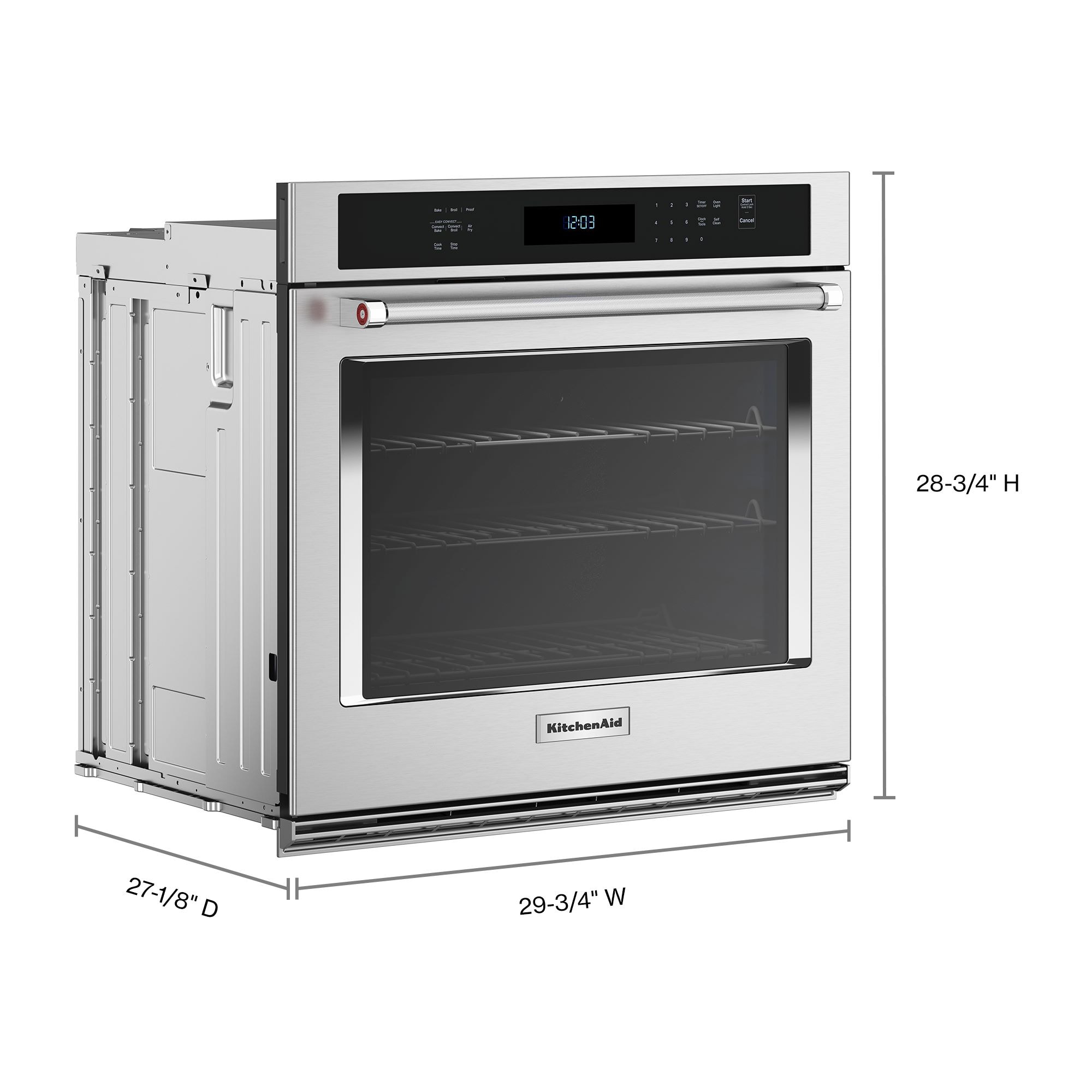 Horno de Pared Eléctrico de 30 pulgadas KitchenAid con Freidora de Aire de Ventilador Único y Autolimpieza (Acero Inoxidable con Acabado PrintShield) KOES530PPS