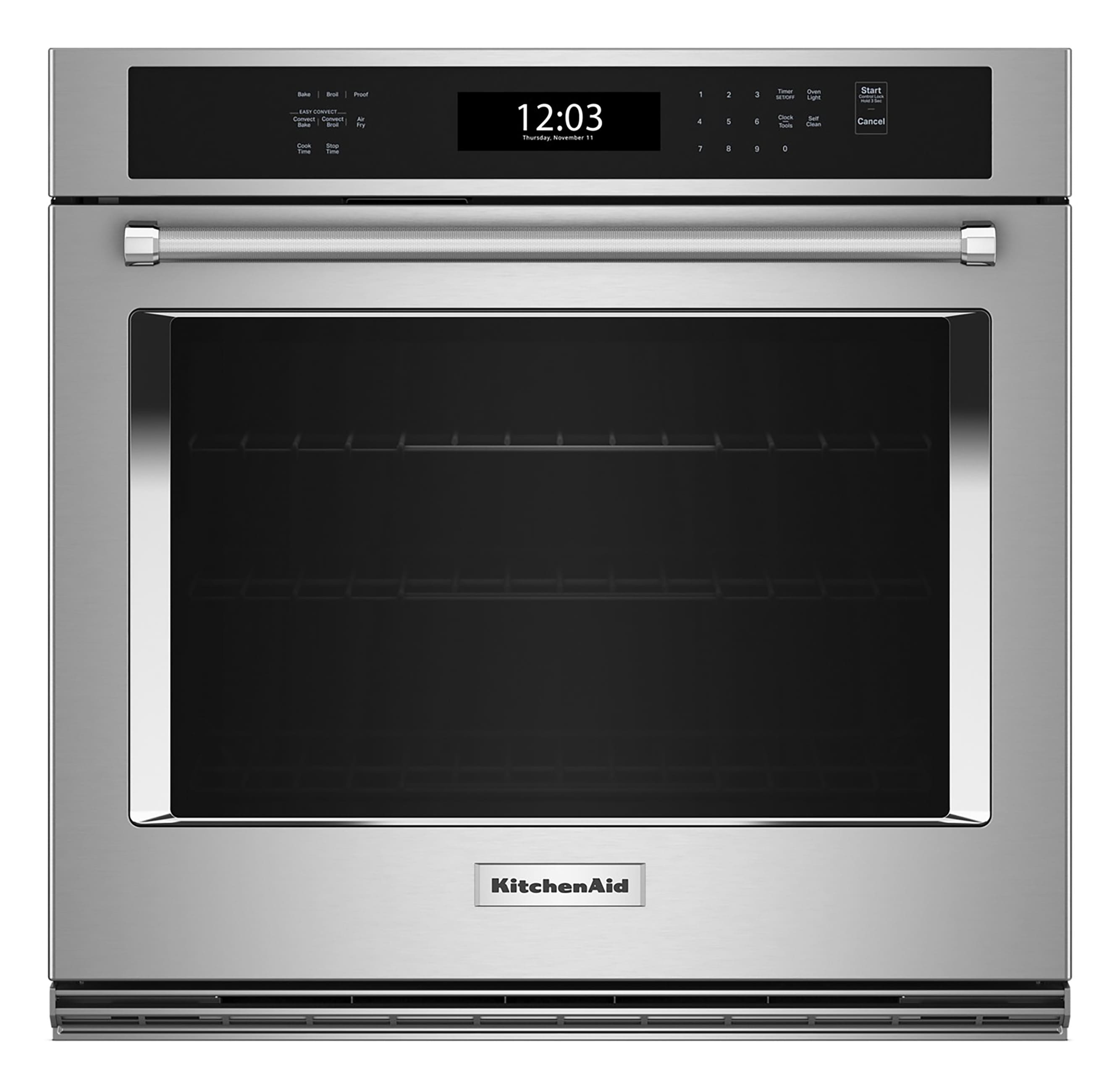 Horno de Pared Eléctrico de 30 pulgadas KitchenAid con Freidora de Aire de Ventilador Único y Autolimpieza (Acero Inoxidable con Acabado PrintShield) KOES530PPS