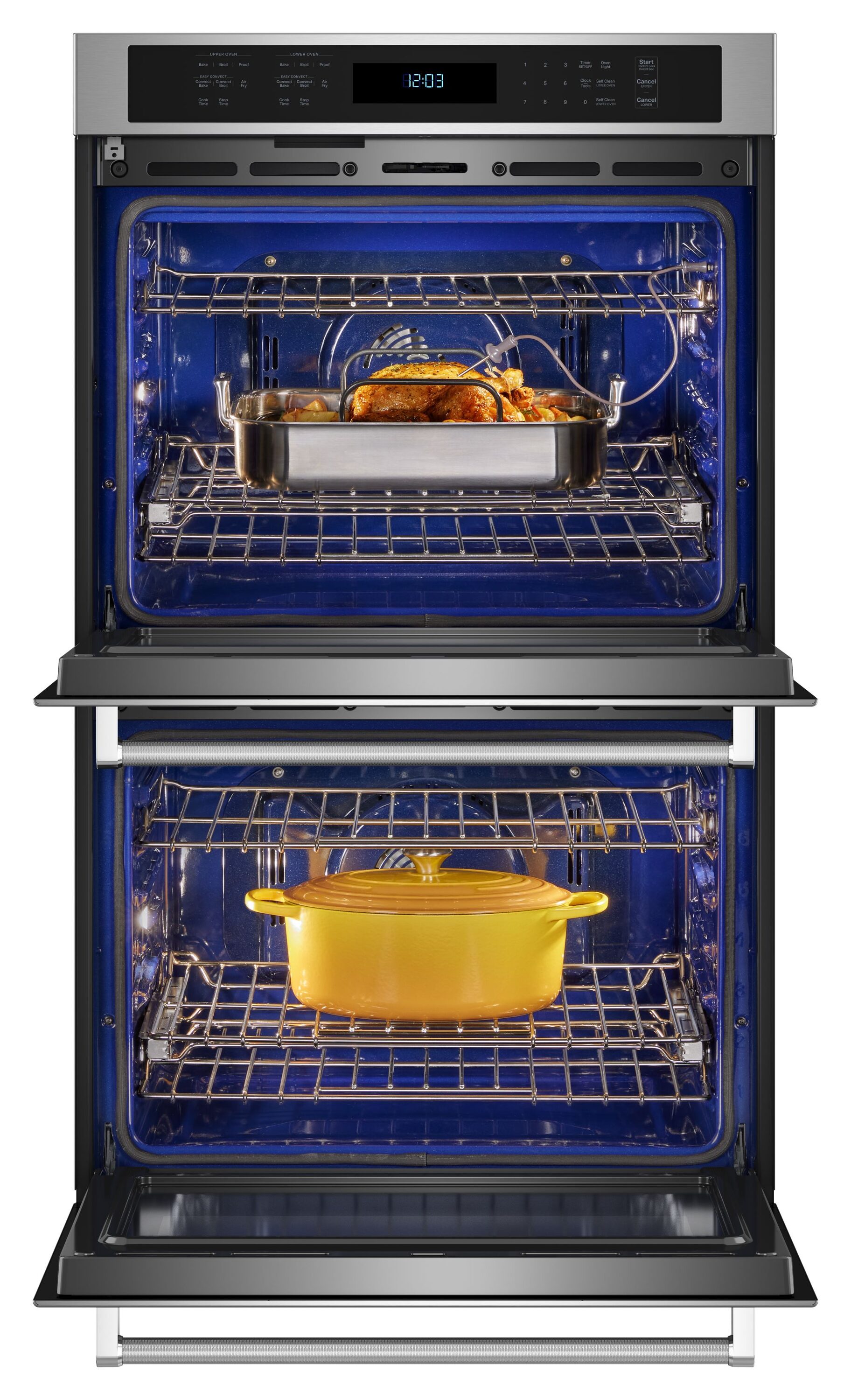 Horno eléctrico doble de pared de 30 pulgadas de KitchenAid con freidora de aire y autolimpieza (acero inoxidable con acabado PrintShield) KOED530PPS