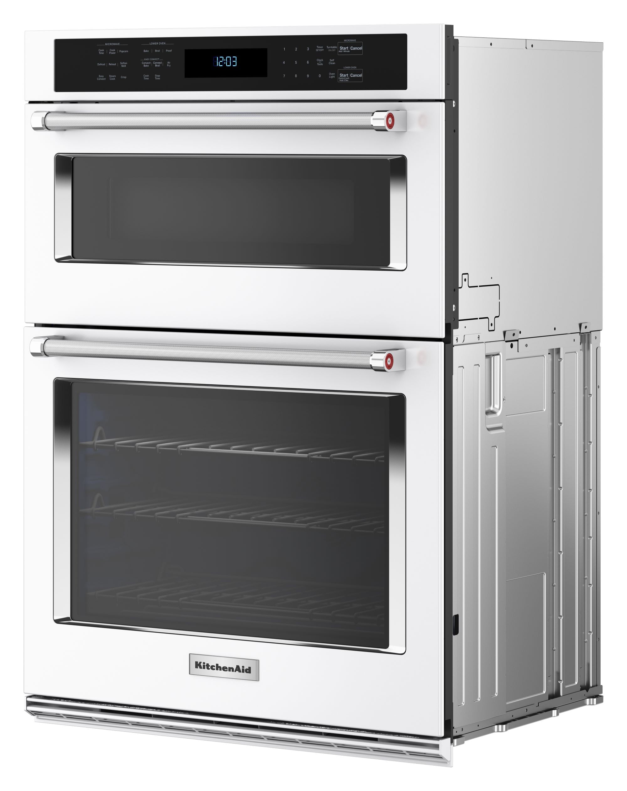 Combo de horno de pared de 30 pulgadas con microondas y freidora de aire autolimpiante de KitchenAid (Blanco) KOEC530PWH