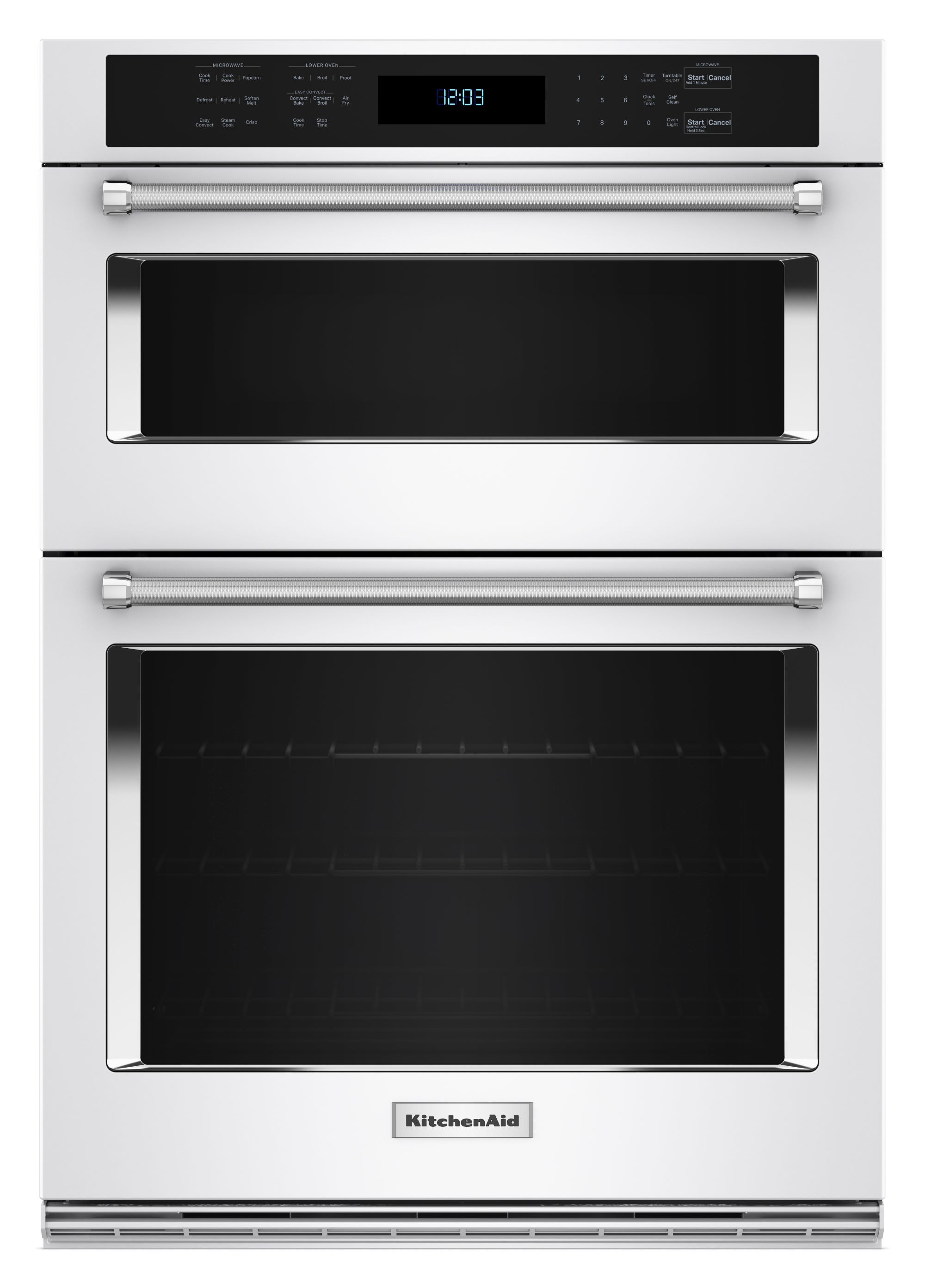 Combo de horno de pared de 30 pulgadas con microondas y freidora de aire autolimpiante de KitchenAid (Blanco) KOEC530PWH