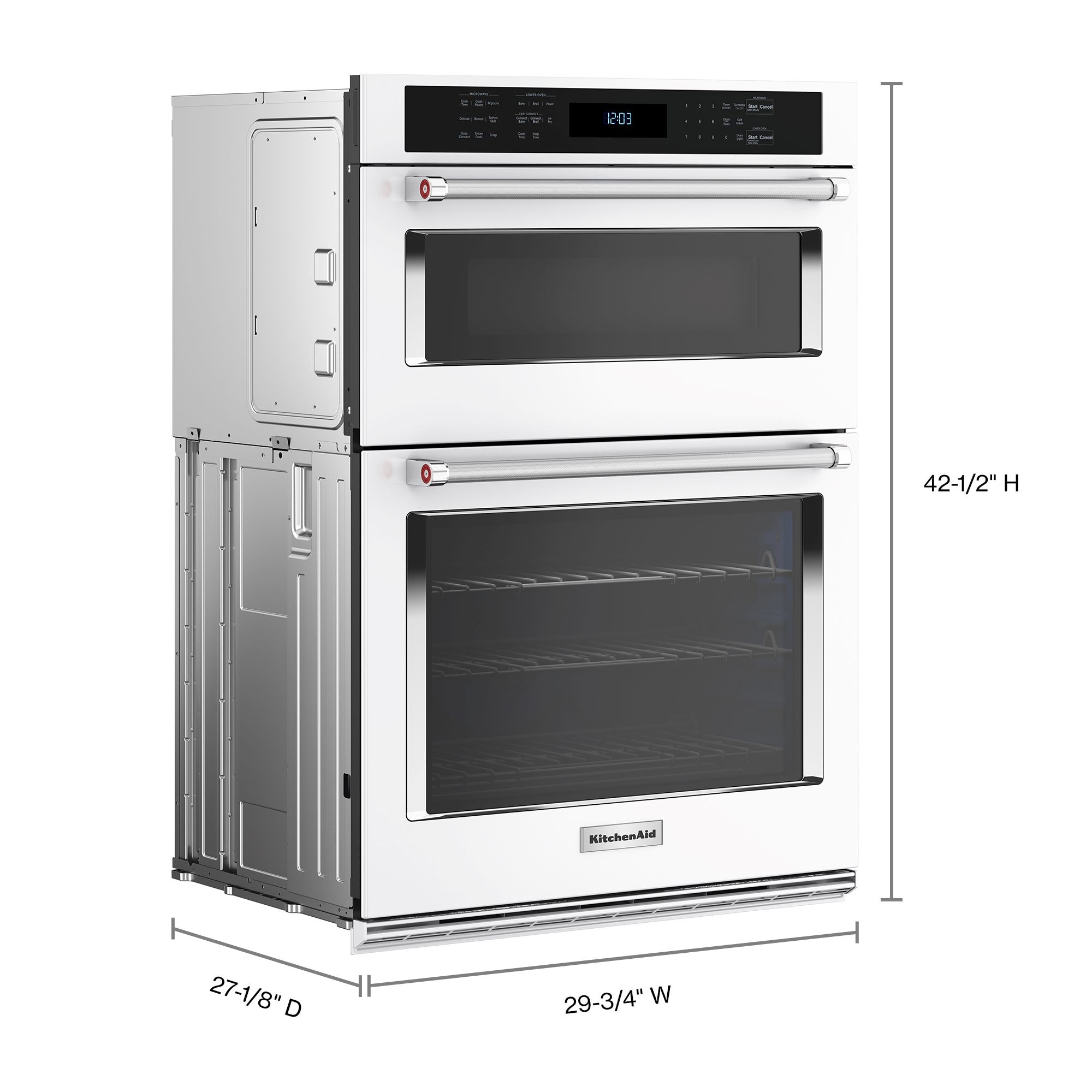 Combo de horno de pared de 30 pulgadas con microondas y freidora de aire autolimpiante de KitchenAid (Blanco) KOEC530PWH