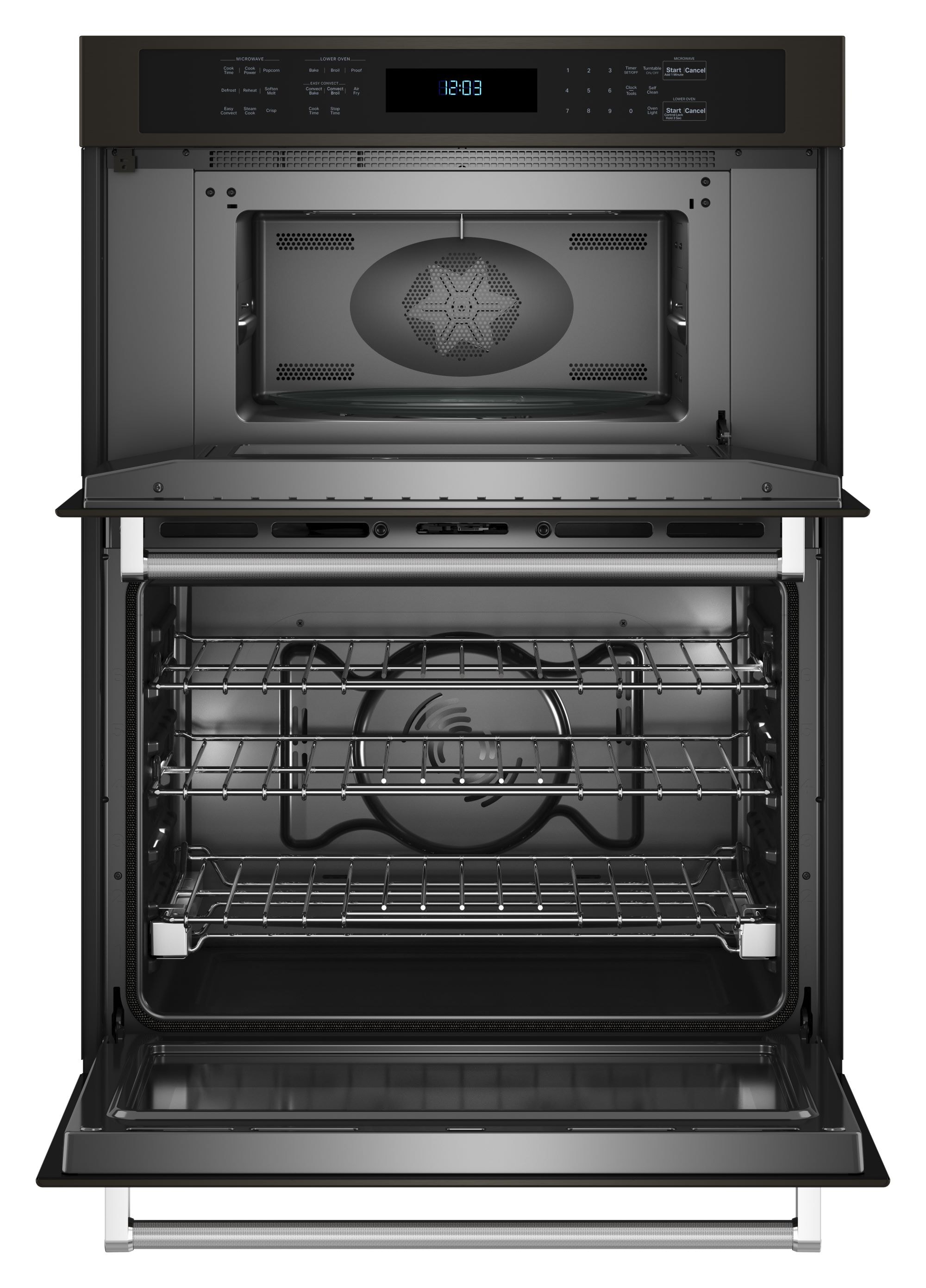 Combo de Horno de Pared de Microondas con Freidora de Aire Autolimpiante de 30 pulgadas de KitchenAid (Acero Inoxidable Negro con Acabado PrintShield) KOEC530PBS