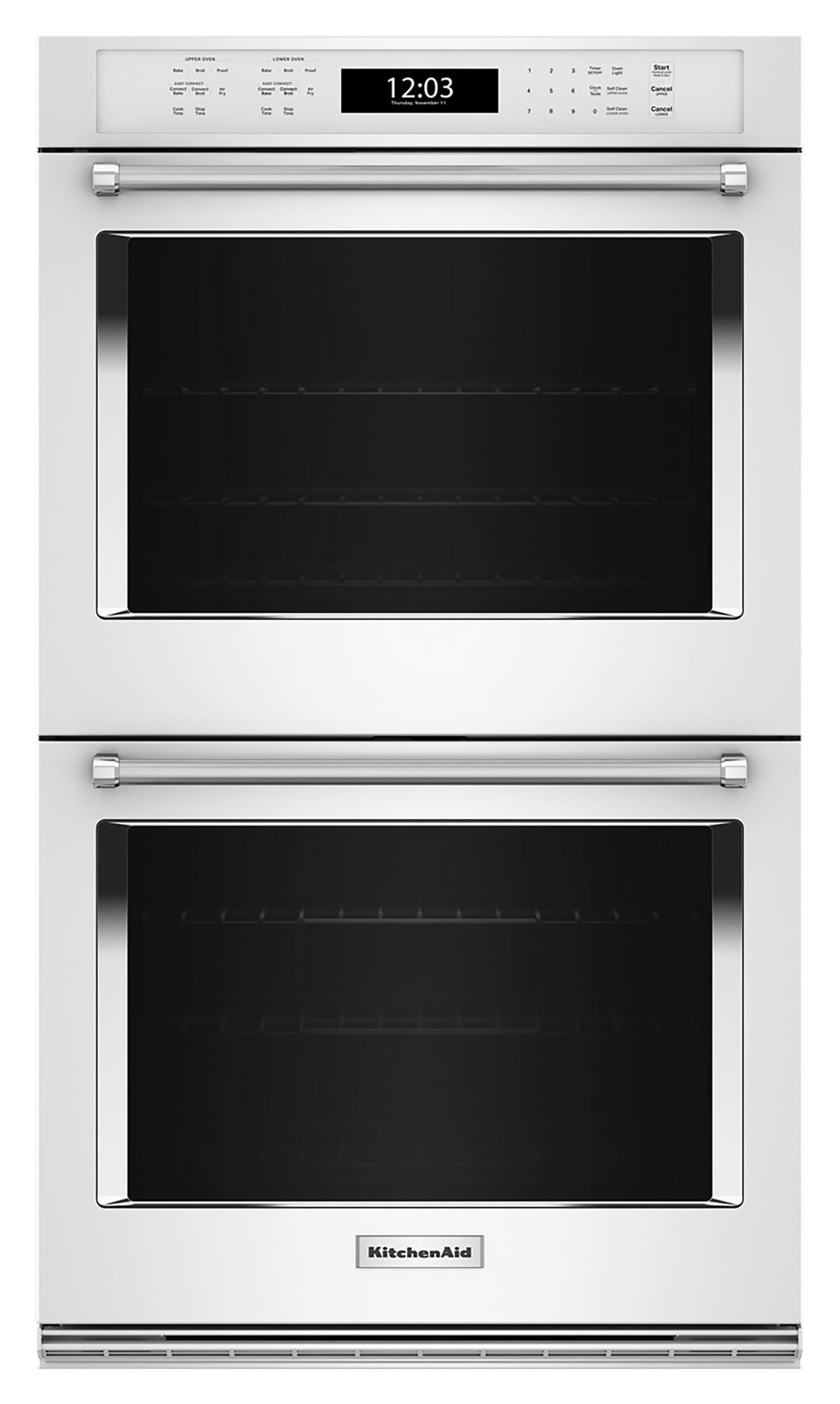 Horno de Pared Eléctrico Doble de 30 pulgadas KitchenAid con Freidora de Aire y Autolimpieza (Blanco)
