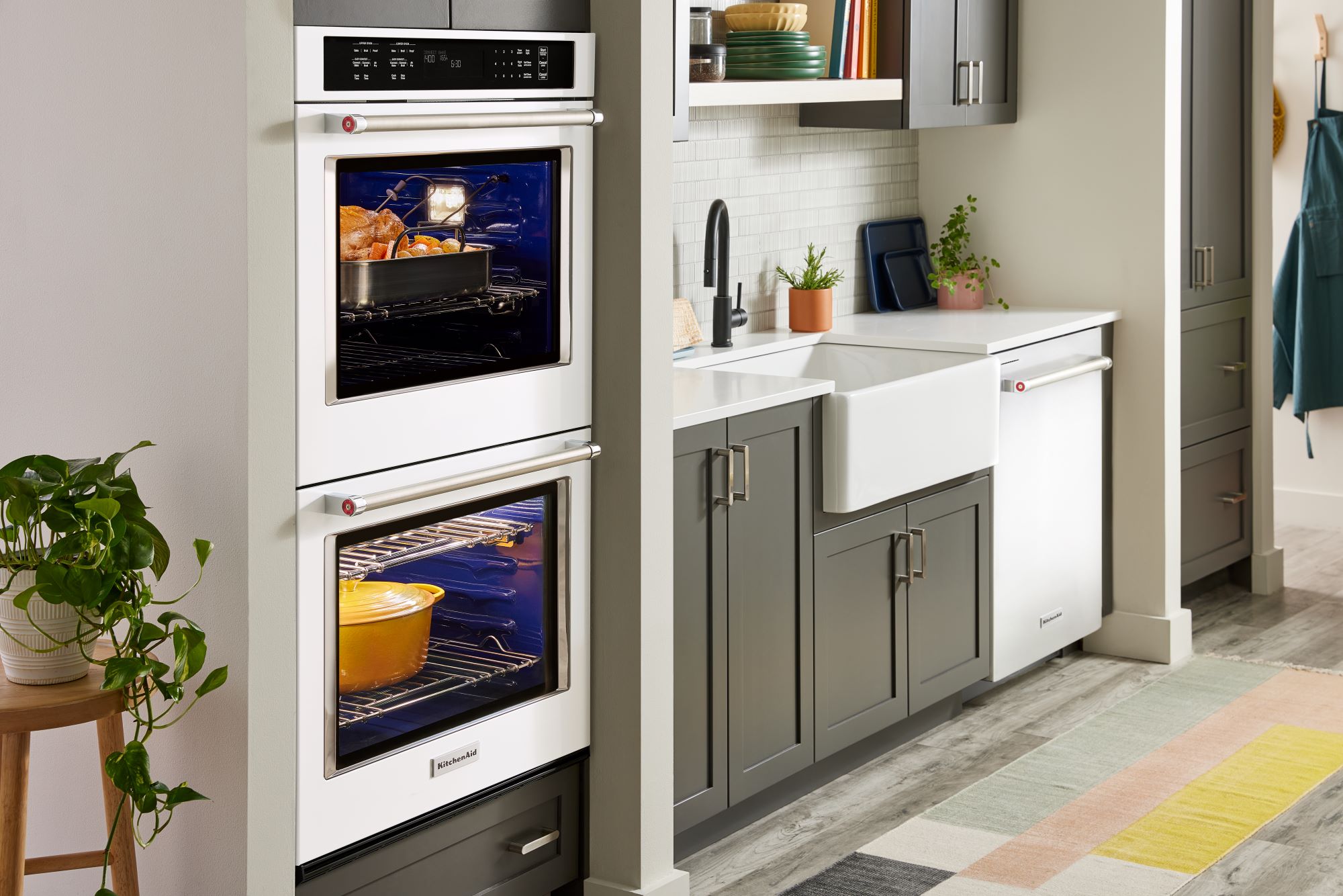Horno de Pared Eléctrico Doble de 30 pulgadas KitchenAid con Freidora de Aire y Autolimpieza (Blanco)