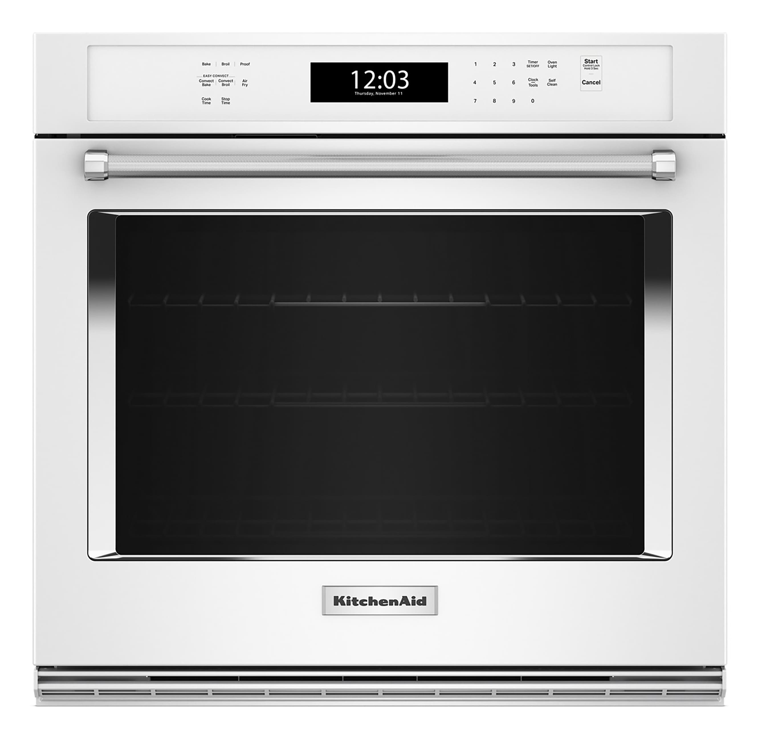 Horno de Pared Eléctrico de 30 Pulgadas de KitchenAid con Freidora de Aire de Ventilador Único y Autolimpieza (Blanco) KOES530PWH.