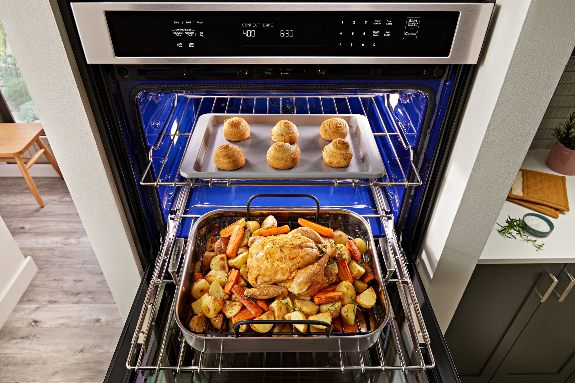 Horno de Pared Eléctrico de 30 Pulgadas de KitchenAid con Freidora de Aire de Ventilador Único y Autolimpieza (Blanco) KOES530PWH.