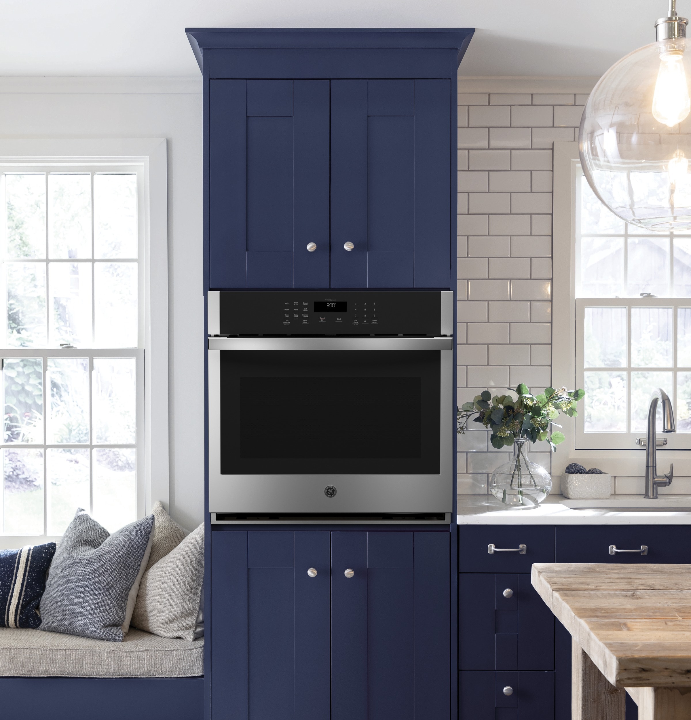 Horno eléctrico de pared individual Smart Compatible de 27 pulgadas con limpieza a vapor (acero inoxidable)