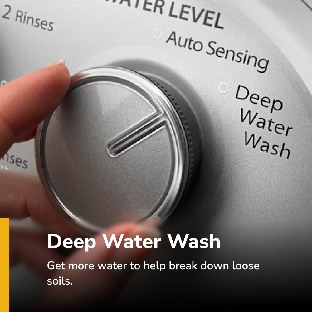 Lavadora de carga superior de alta eficiencia con agitador y profunda capacidad de 3.5 pies cúbicos (blanca) Whirlpool Deep Water Wash.