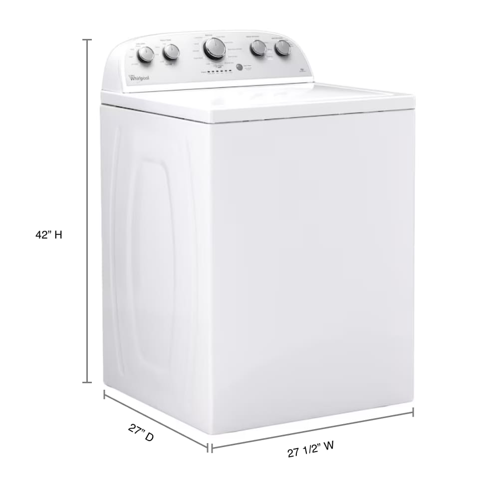 Lavadora de carga superior de alta eficiencia con agitador y profunda capacidad de 3.5 pies cúbicos (blanca) Whirlpool Deep Water Wash.