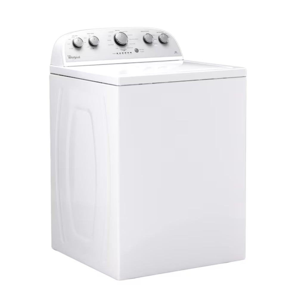 Lavadora de carga superior de alta eficiencia con agitador y profunda capacidad de 3.5 pies cúbicos (blanca) Whirlpool Deep Water Wash.