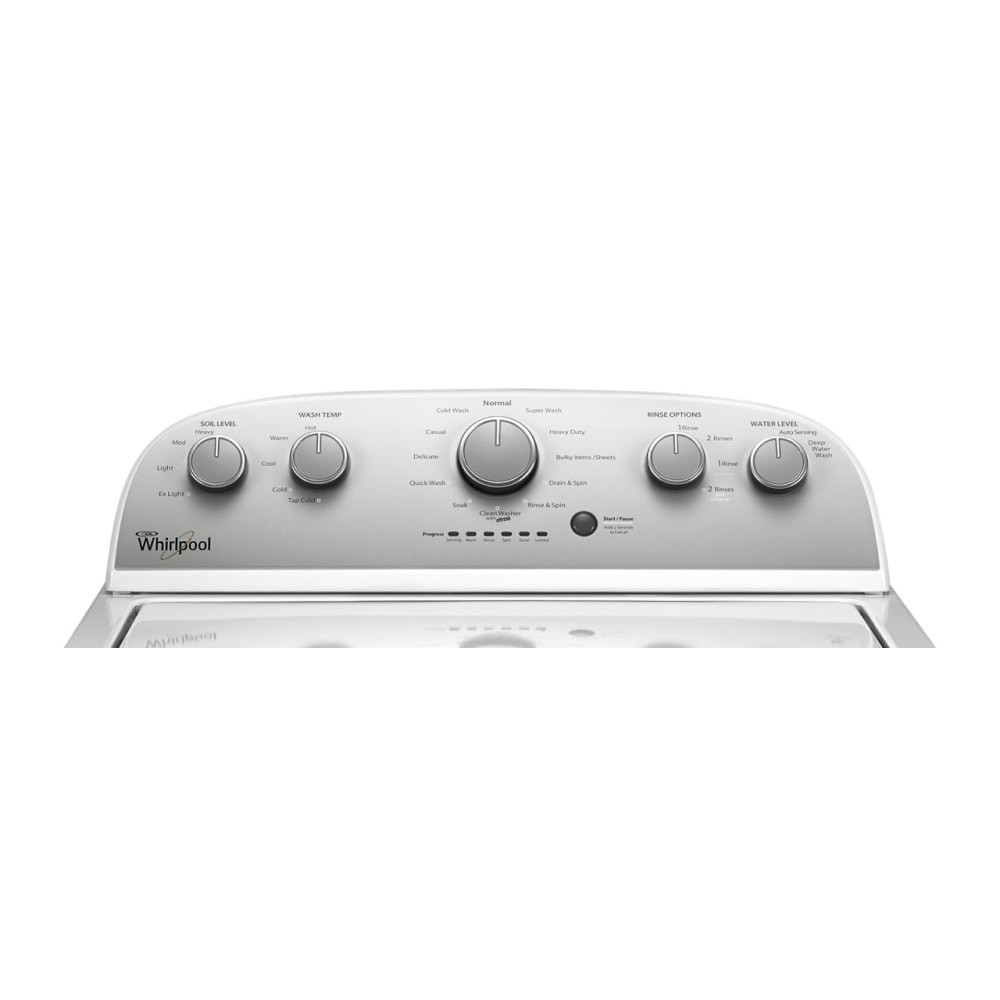 Lavadora de carga superior de alta eficiencia con agitador y profunda capacidad de 3.5 pies cúbicos (blanca) Whirlpool Deep Water Wash.