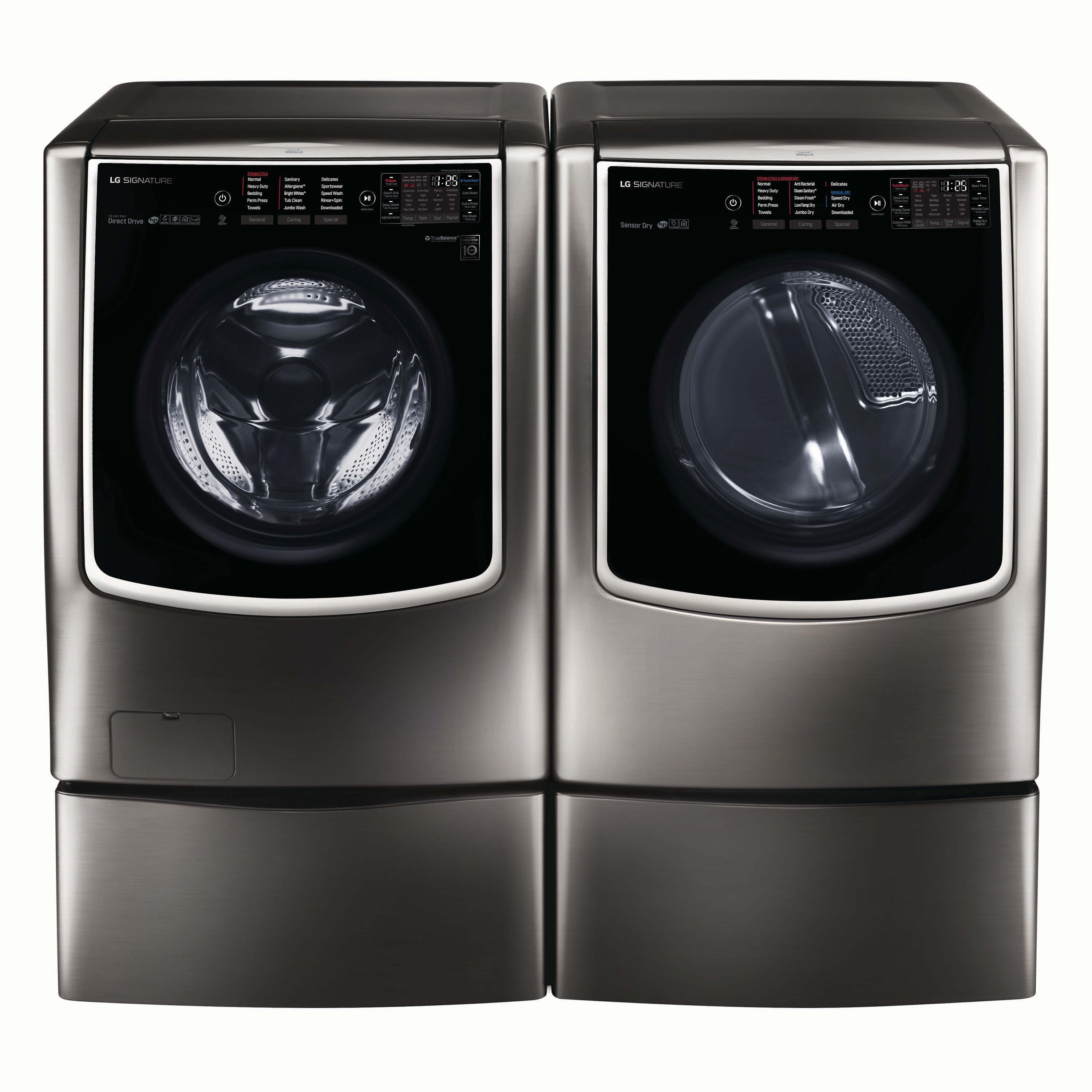 Lavadora Frontal LG SIGNATURE TWINWash de Alta Eficiencia con Ciclo de Vapor Inteligente de 5.8 pies cúbicos (Acero Inoxidable Negro) ENERGY STAR WM9500HKA