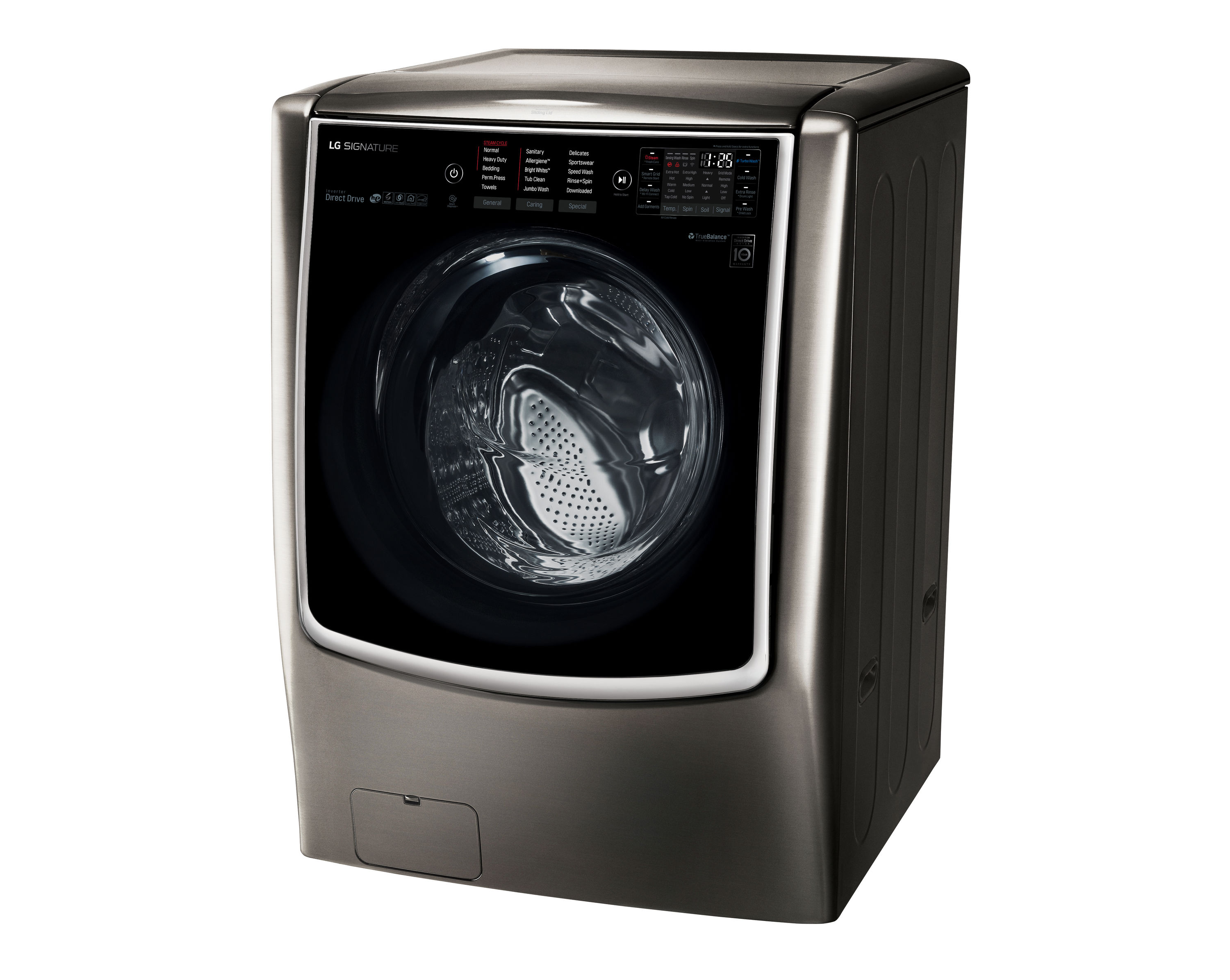 Lavadora Frontal LG SIGNATURE TWINWash de Alta Eficiencia con Ciclo de Vapor Inteligente de 5.8 pies cúbicos (Acero Inoxidable Negro) ENERGY STAR WM9500HKA
