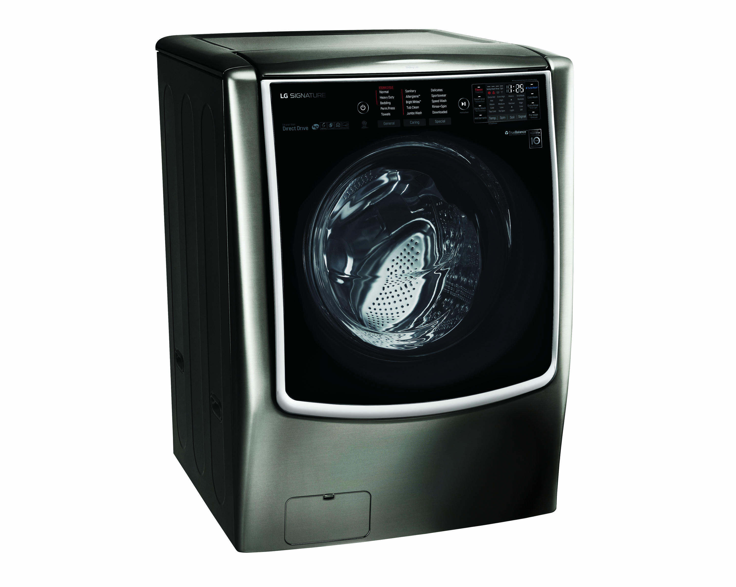 Lavadora Frontal LG SIGNATURE TWINWash de Alta Eficiencia con Ciclo de Vapor Inteligente de 5.8 pies cúbicos (Acero Inoxidable Negro) ENERGY STAR WM9500HKA
