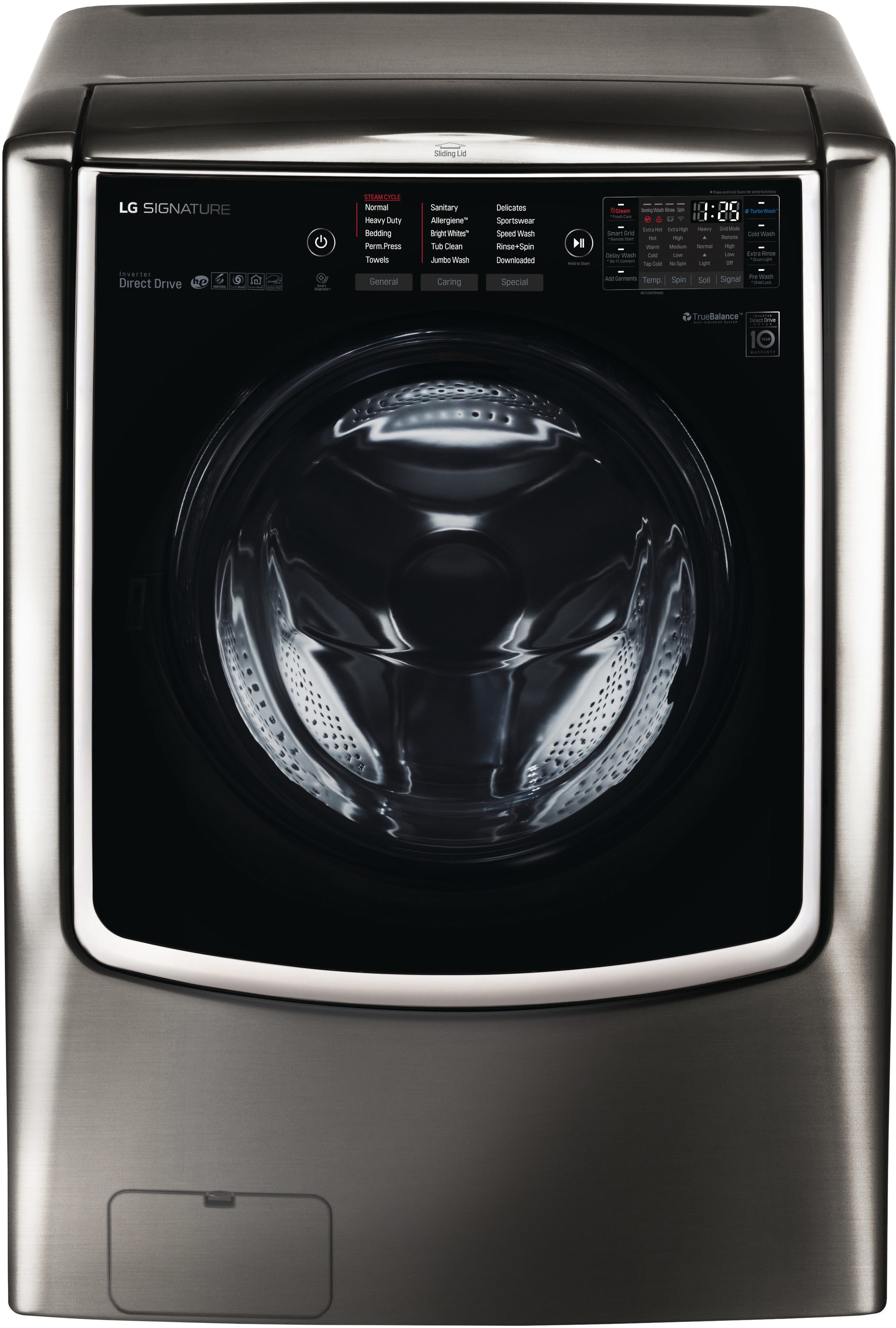 Lavadora Frontal LG SIGNATURE TWINWash de Alta Eficiencia con Ciclo de Vapor Inteligente de 5.8 pies cúbicos (Acero Inoxidable Negro) ENERGY STAR WM9500HKA