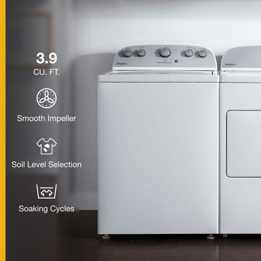 Lavadora de carga superior Whirlpool de alta eficiencia con agitador de 3.9 pies cúbicos (Blanca)