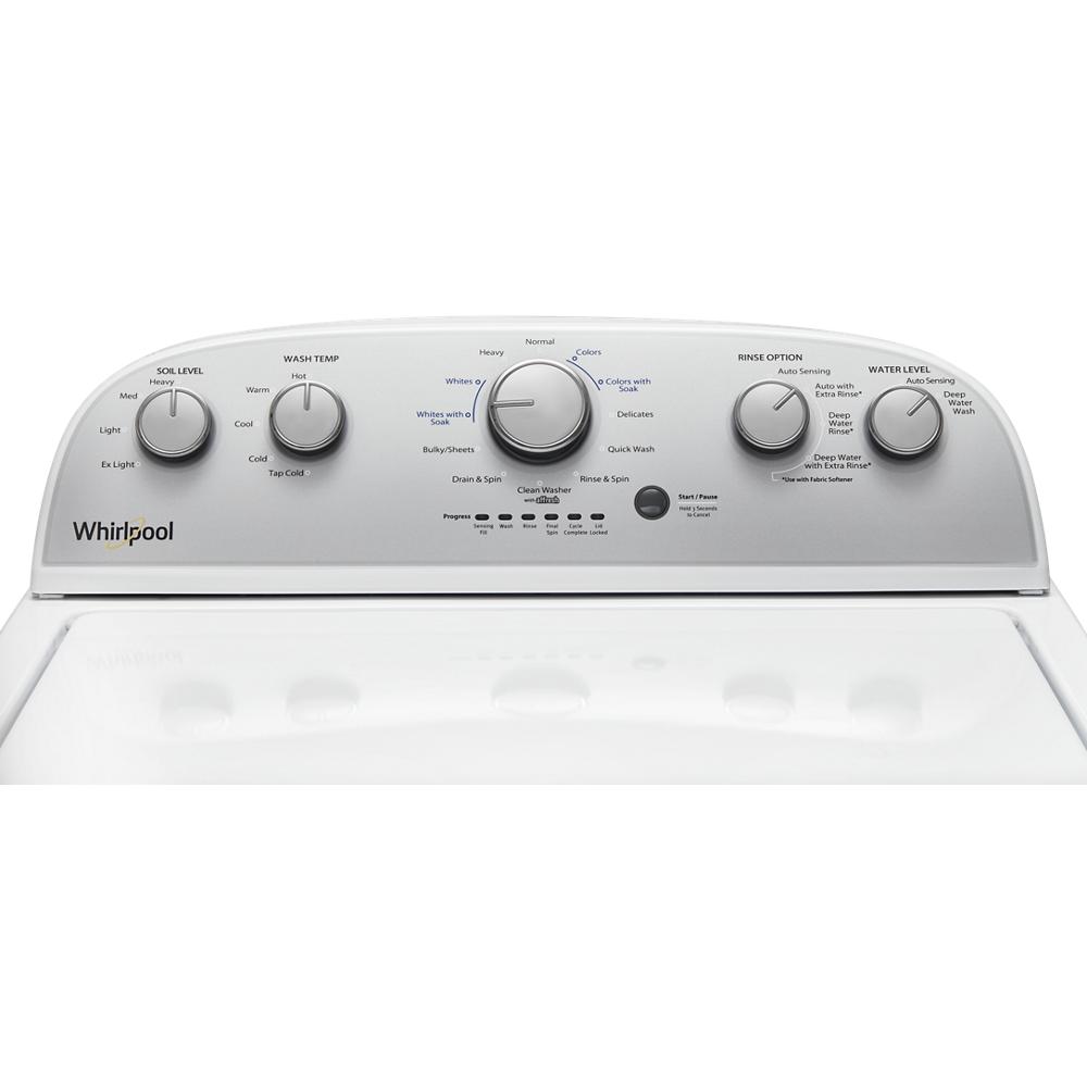 Lavadora de carga superior Whirlpool de alta eficiencia con agitador de 3.9 pies cúbicos (Blanca)
