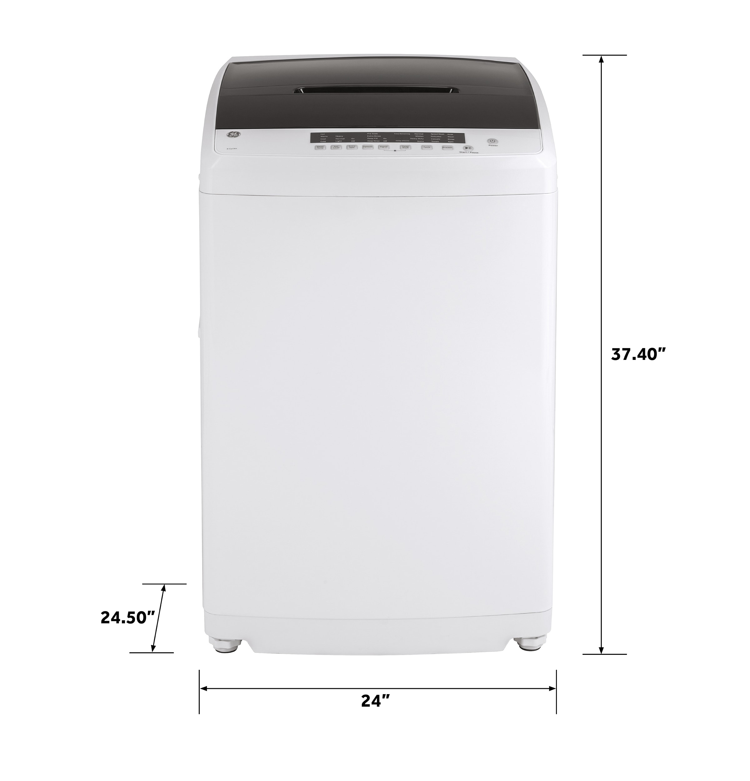 Lavadora de carga superior con impulsor de 2.8 pies cúbicos de GE para ahorrar espacio (Blanca) GNW128SSMWW