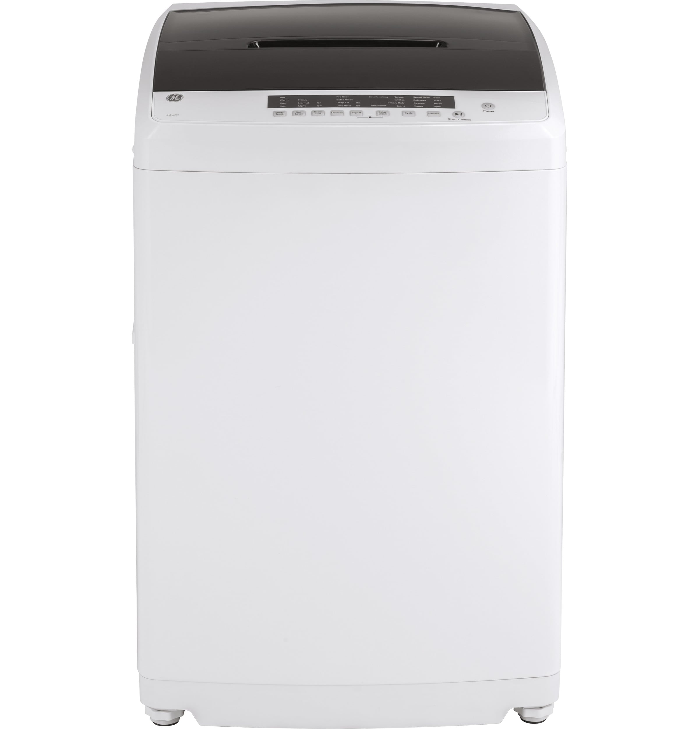 Lavadora de carga superior con impulsor de 2.8 pies cúbicos de GE para ahorrar espacio (Blanca) GNW128SSMWW