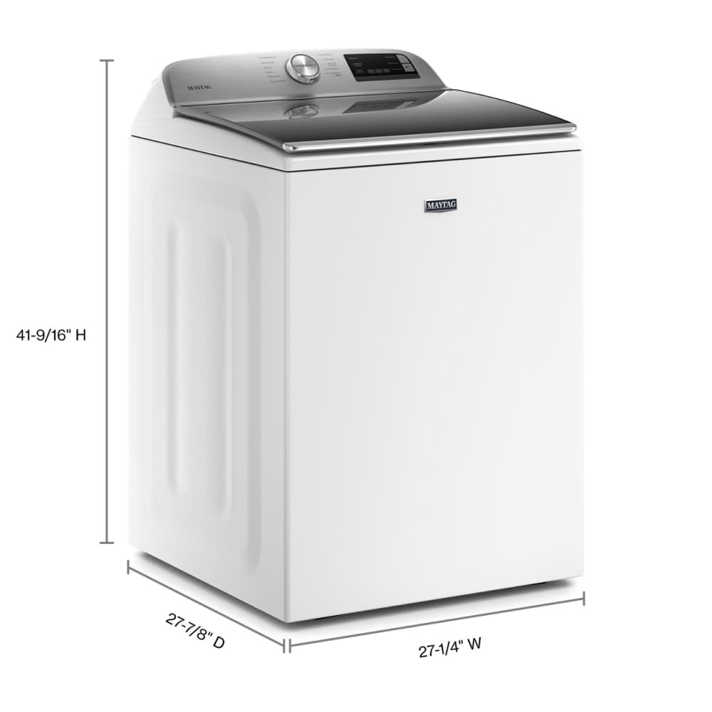 Lavadora de carga superior de alta eficiencia de 4.7 pies cúbicos con agitador y compatible con tecnología inteligente (blanca) MVW6230HW de Maytag