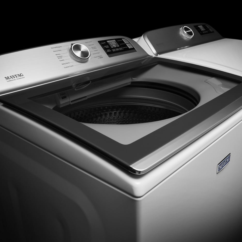 Lavadora de carga superior compatible con Smart de alta eficiencia de 5.3 pies cúbicos de Maytag (Blanca) ENERGY STAR MVW7232HW
