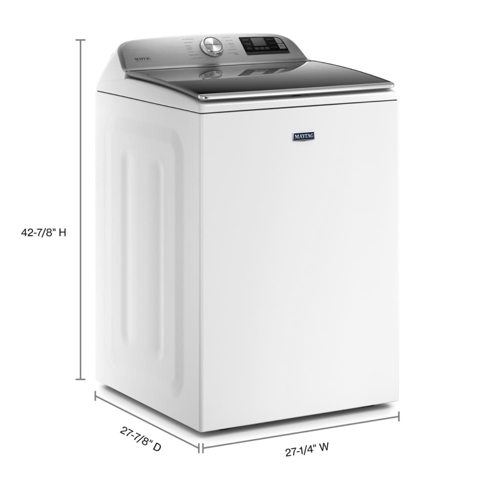 Lavadora de carga superior compatible con Smart de alta eficiencia de 5.3 pies cúbicos de Maytag (Blanca) ENERGY STAR MVW7232HW