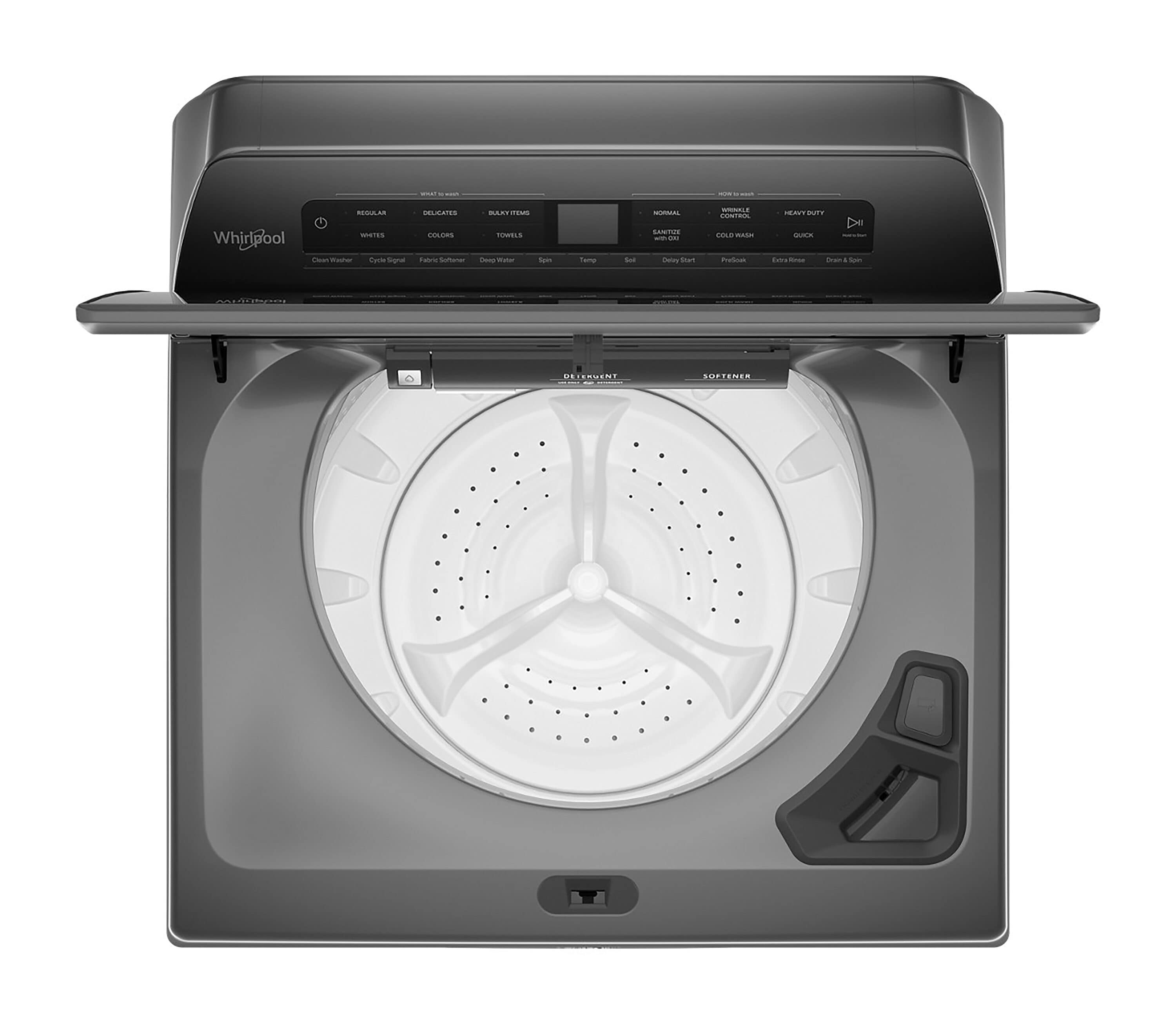 Lavadora de carga superior Whirlpool de alta eficiencia con impulsor de 4.8 pies cúbicos (color sombra de cromo)