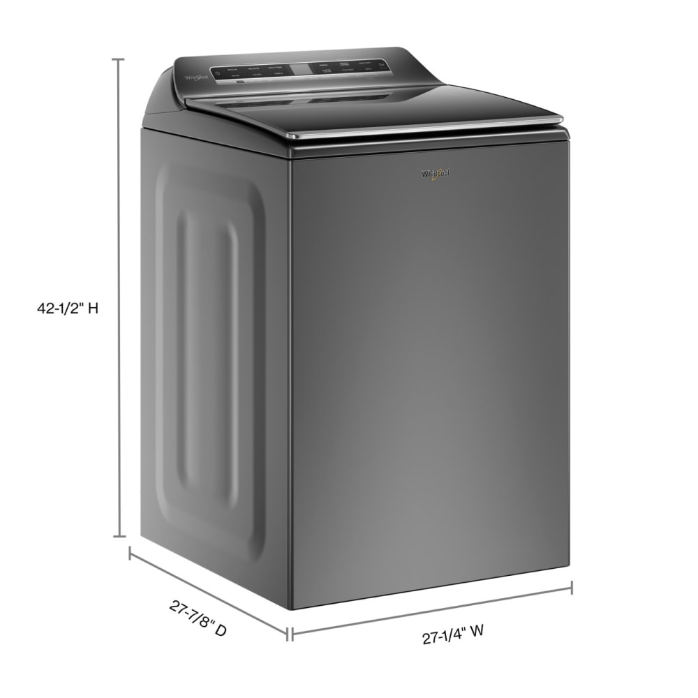 Lavadora de carga superior Whirlpool inteligente con capacidad para 5.3 pies cúbicos, eficiencia alta con agitador e impulsor Smart Compatible (sombra de cromo) CERTIFICADO ENERGY STAR WTW8127LC