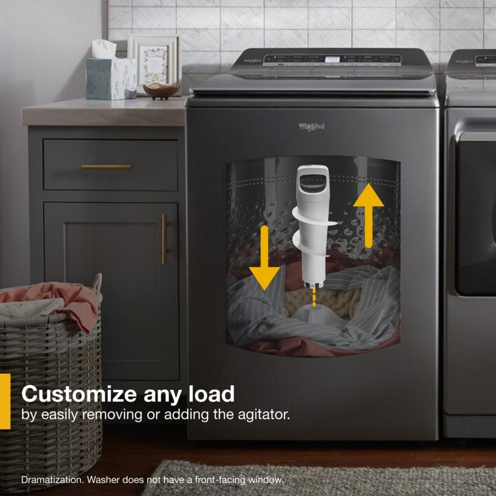 Lavadora de carga superior Whirlpool inteligente con capacidad para 5.3 pies cúbicos, eficiencia alta con agitador e impulsor Smart Compatible (sombra de cromo) CERTIFICADO ENERGY STAR WTW8127LC