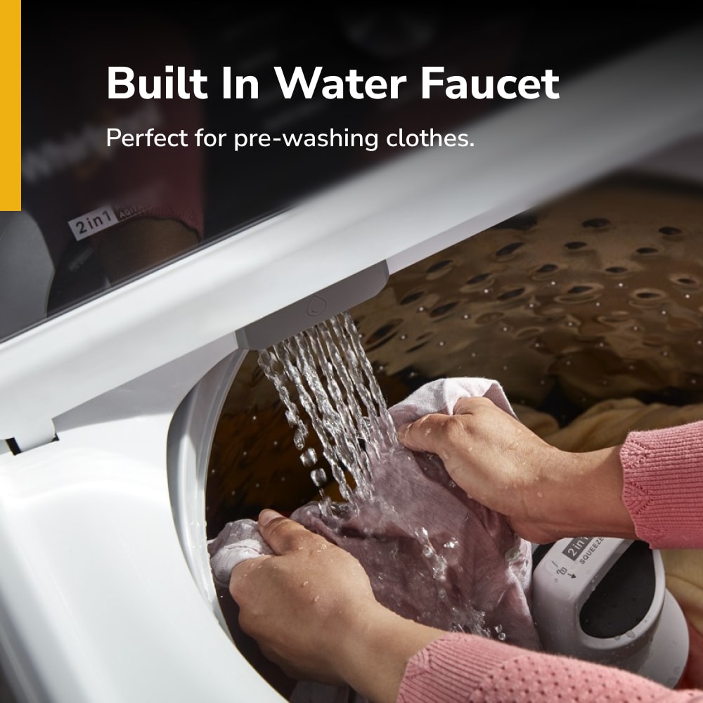 Lavadora de carga superior con agitador y agitador removible de 4.7 pies cúbicos de alta eficiencia Whirlpool Customize Washes 2 en 1 (Blanco) WTW5057LW