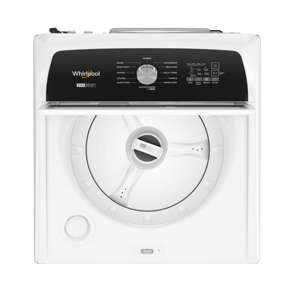 Lavadora de carga superior con agitador y agitador removible de 4.7 pies cúbicos de alta eficiencia Whirlpool Customize Washes 2 en 1 (Blanco) WTW5057LW