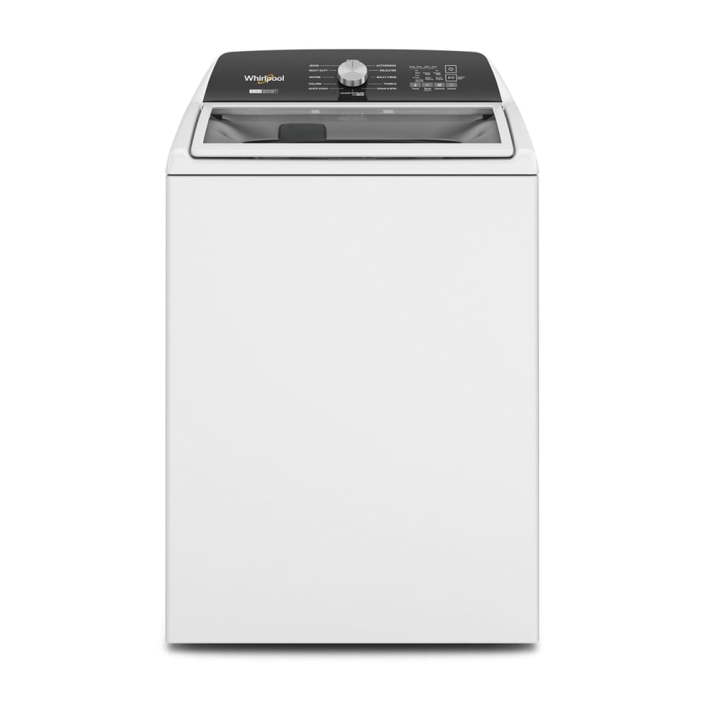 Lavadora de carga superior con agitador y agitador removible de 4.7 pies cúbicos de alta eficiencia Whirlpool Customize Washes 2 en 1 (Blanco) WTW5057LW