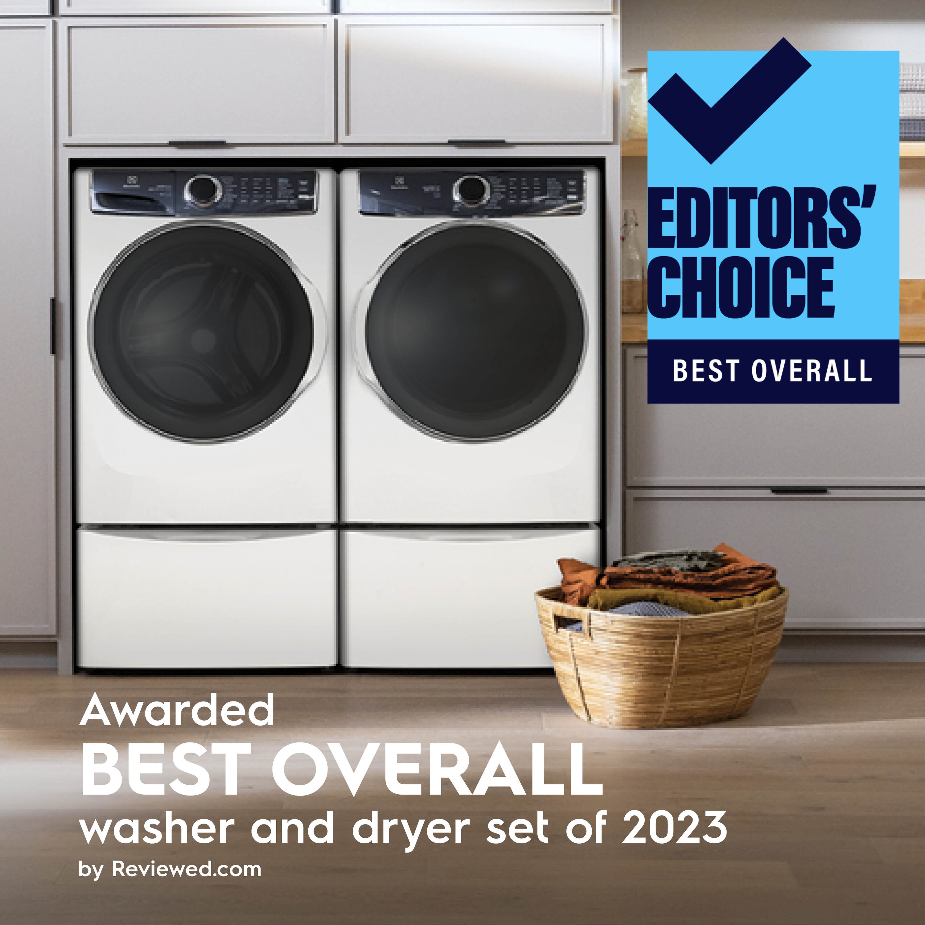 Lavadora de Carga Frontal Apilable de Alta Eficiencia Electrolux SmartBoost 4.5 pies cúbicos con Ciclo de Vapor (Blanco) ENERGY STAR ELFW7637AW