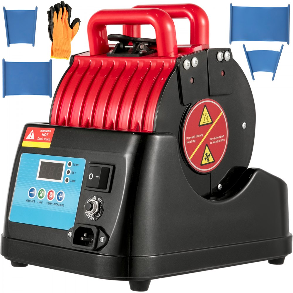 VEVOR Mug Press 600W Mug Heat Press 4 In 1 Heat Press Bottle Red Mug Cup Heat Press Machine Mug Sublimation Heat Press for Transferring Pictures on 11oz, 9oz, 1.5oz, 3oz Mugs, Wine Glasses and Bottles - KBJP6100-01RD0001V1