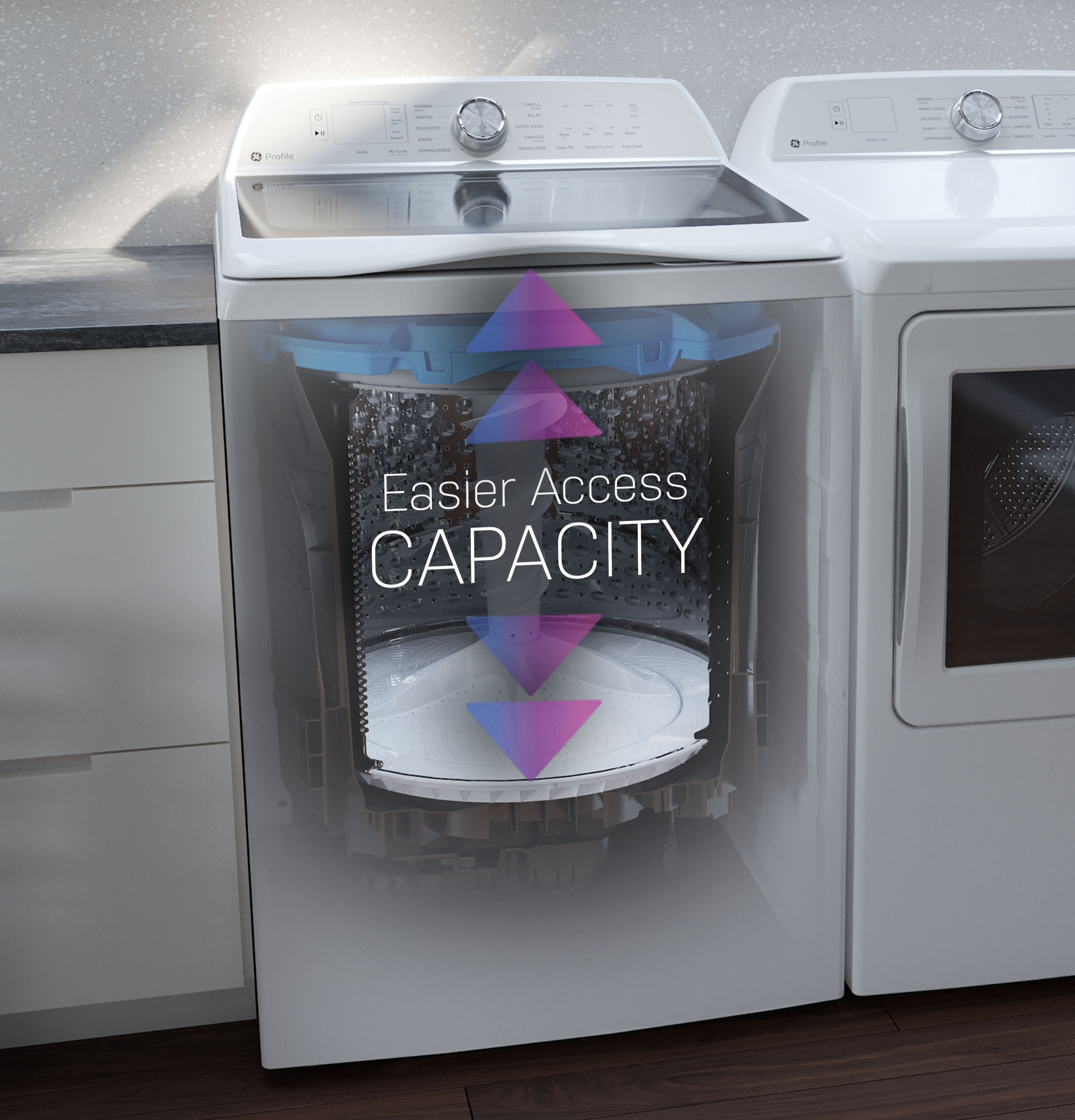 Lavadora de carga superior de alta eficiencia con agitador inteligente, compatible con Smart, de 4.9 pies cúbicos (Blanca) ENERGY STAR