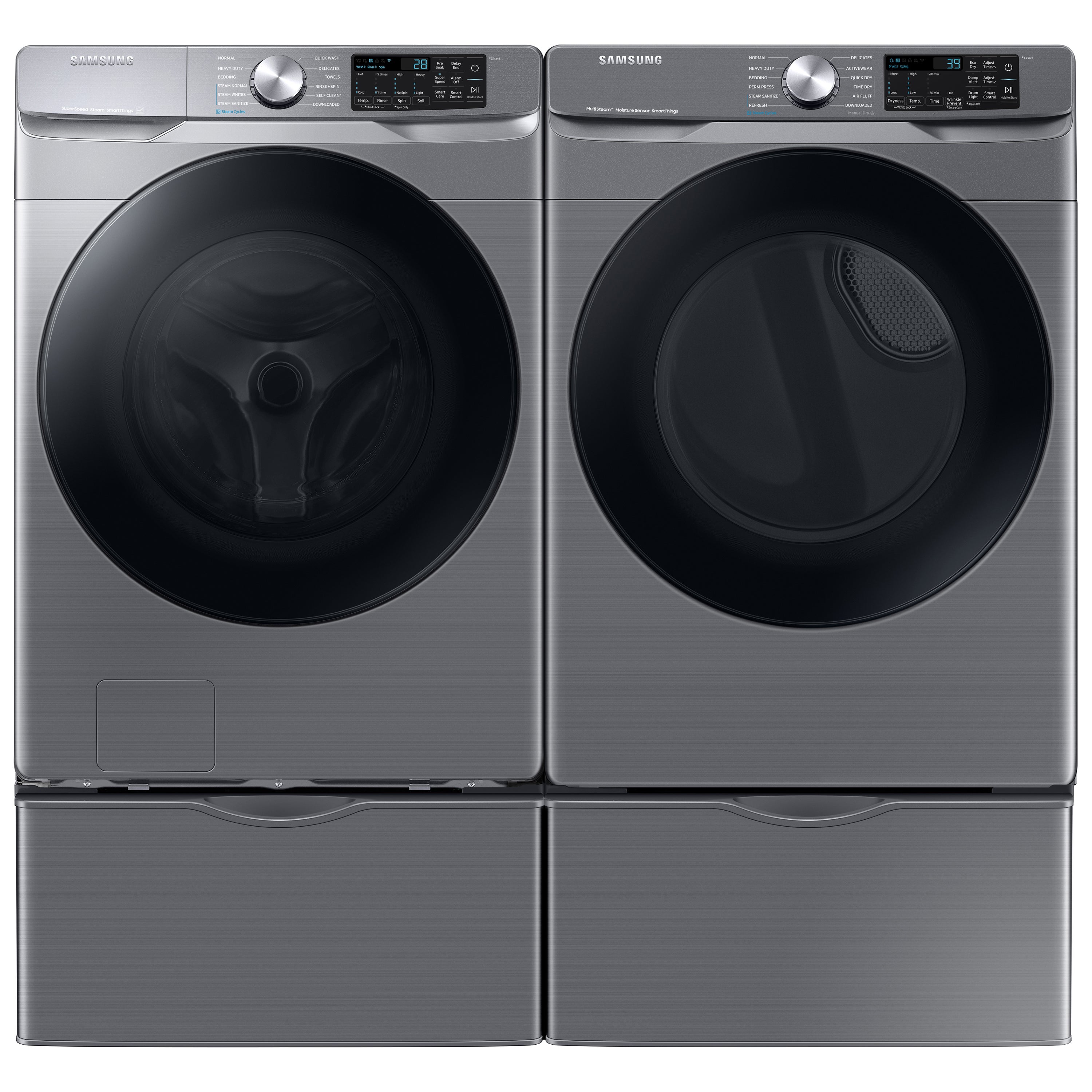 Lavadora de carga frontal Samsung de alta eficiencia de 4.5 pies cúbicos con ciclo de vapor apilable inteligente (Platino) ENERGY STAR WF45B6300AP